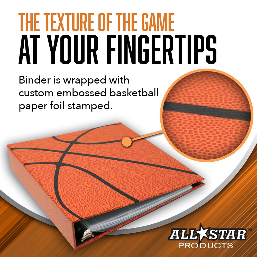 Premium Hoopz Textured 3-Ring Basketball Card Binder with 100 Sleeves - Durable Sports Trading Card Organizer for Collectors - Perfect for NBA, Pokemon & MTG Card Storage & Display