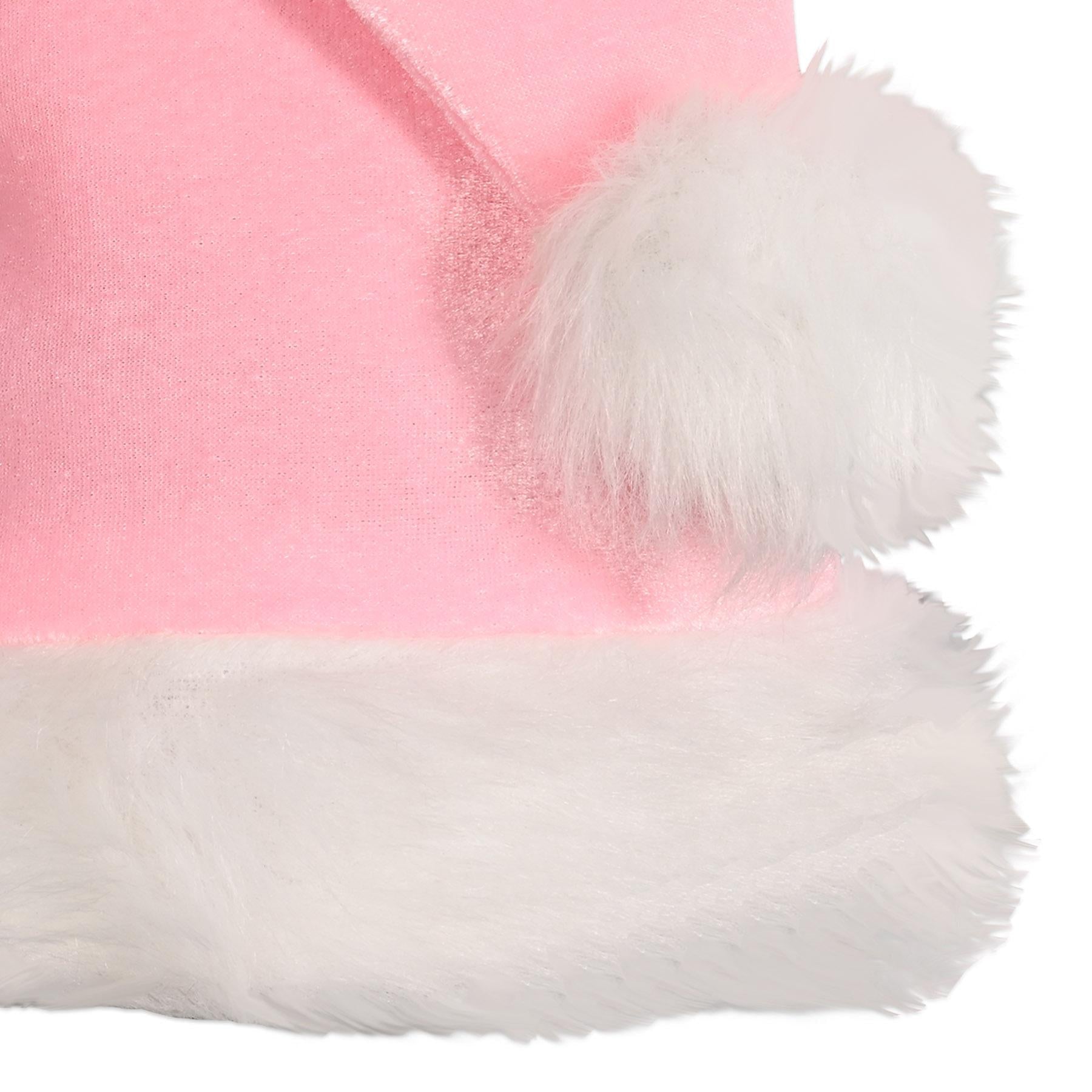12 Pack Light Pink Santa Hats for Christmas - Festive Holiday Party Hats for Xmas Celebrations, Office Parties & Family Gatherings
