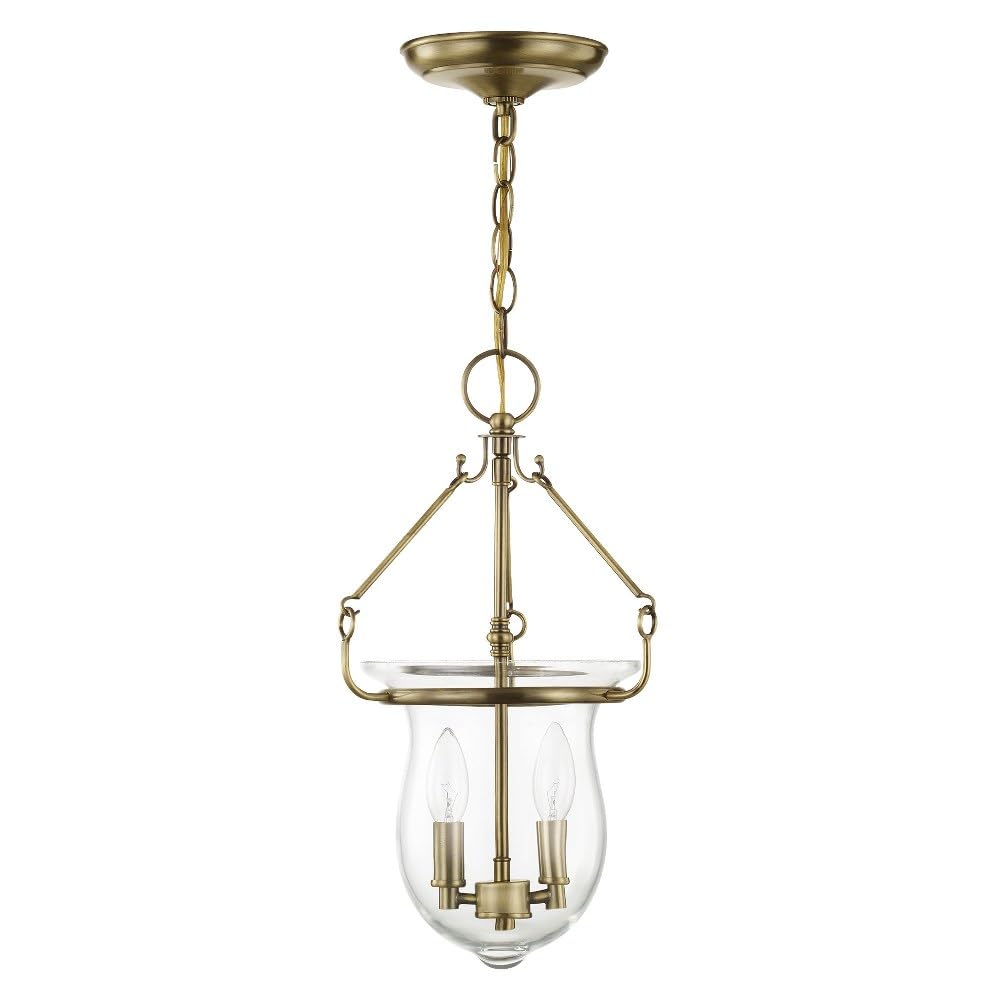 Livex Lighting 50294-07 18-Inch Bronze Pendant Light with Clear Glass Shade - Perfect for Kitchen Island, Dining Room, and Entryway Lighting