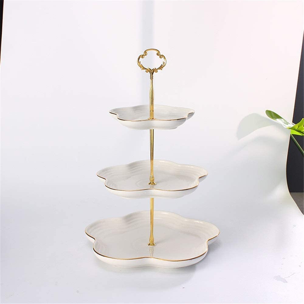 3-Tier Ceramic Cake Stand Set - Elegant Floral Design for Weddings, Tea Parties, Birthday Celebrations & Holiday Dinners - White (One Size) | Perfect for Dessert Displays, Buffet Serving & Special Occasion Decorations