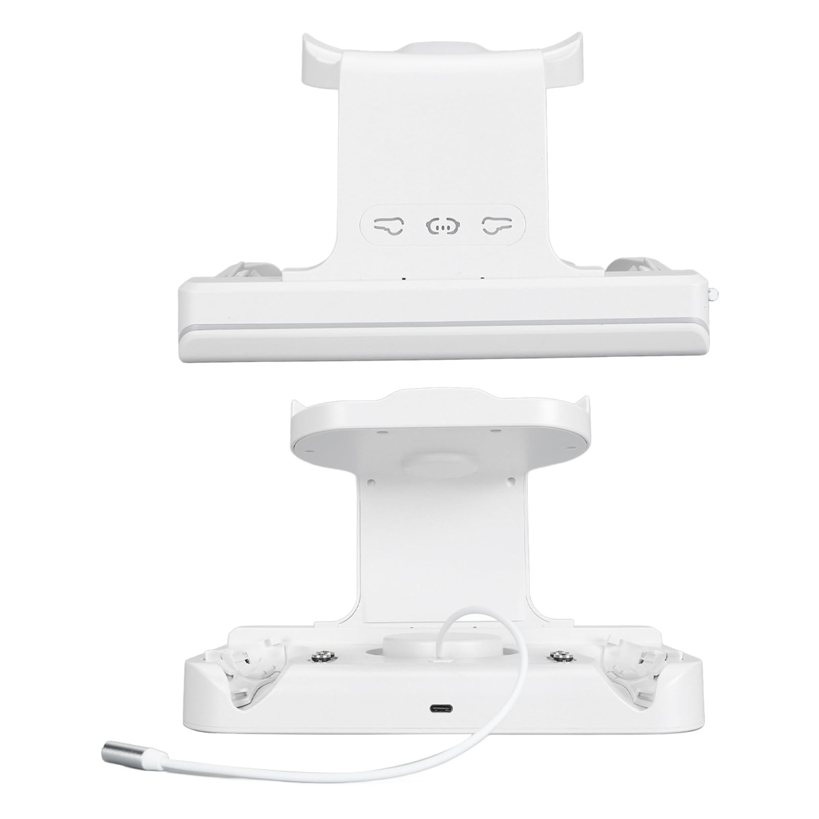 VR Charging Station with RGB Lighting, Wall Mount & Fast Charging, 2x1800mAh Controller Dock - White | Perfect for Oculus Quest 2, Meta Quest 3, PSVR2 & More Gaming Accessories