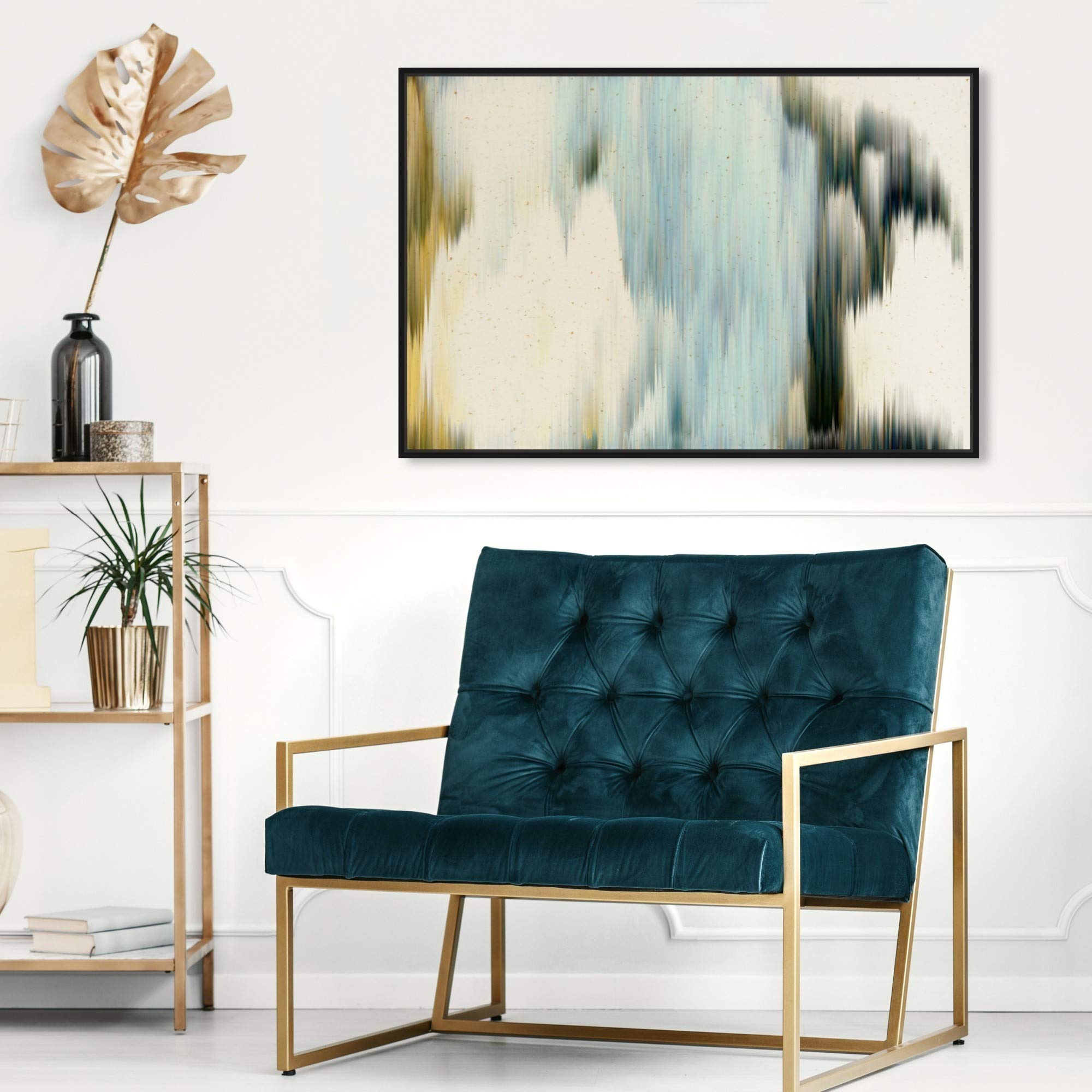 Abstract Framed Wall Art Canvas Print 'Baritone' - 30x20 Inch Modern Home Decor in White & Blue | Perfect for Living Room, Bedroom & Office Decorations | The Oliver Gal Artist Co.