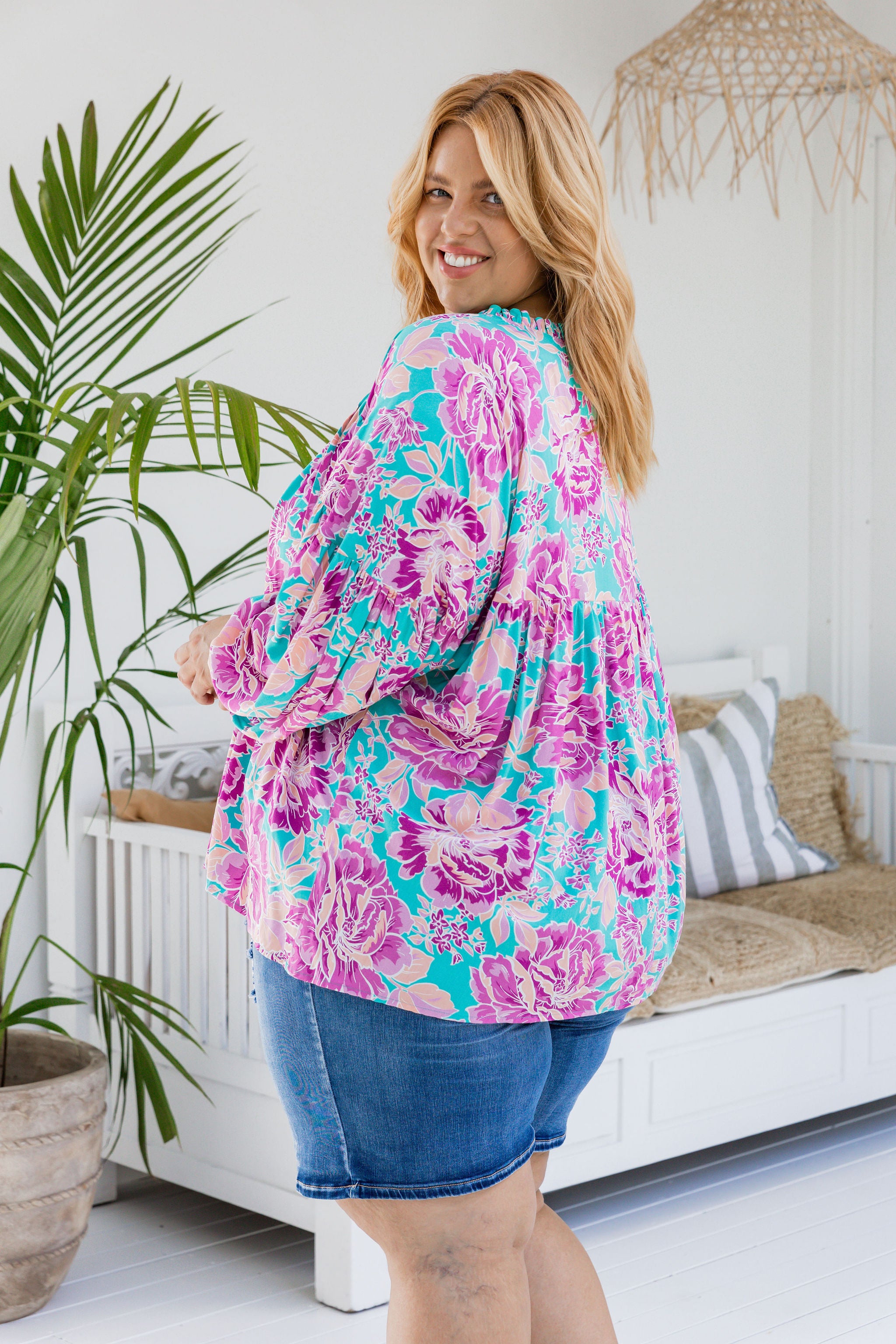 Amira Blouse in Destiny Print - Stylish Floral Women's Top for Casual Wear & Office Outfits