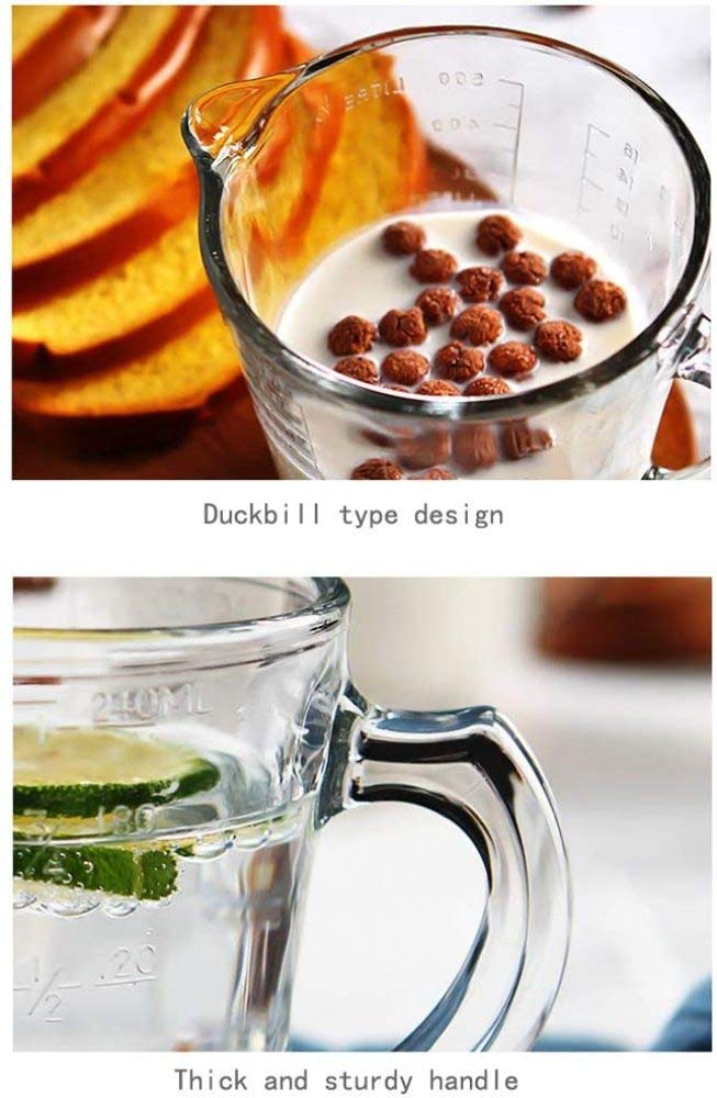 Premium Glass Measuring Jugs for Baking & Cooking - 4 Cup (32oz) Large Measuring Cups with Spout & Handle - Essential Kitchen Utensils for Liquid & Dry Ingredients - Perfect for Baking, Meal Prep & Coffee Brewing