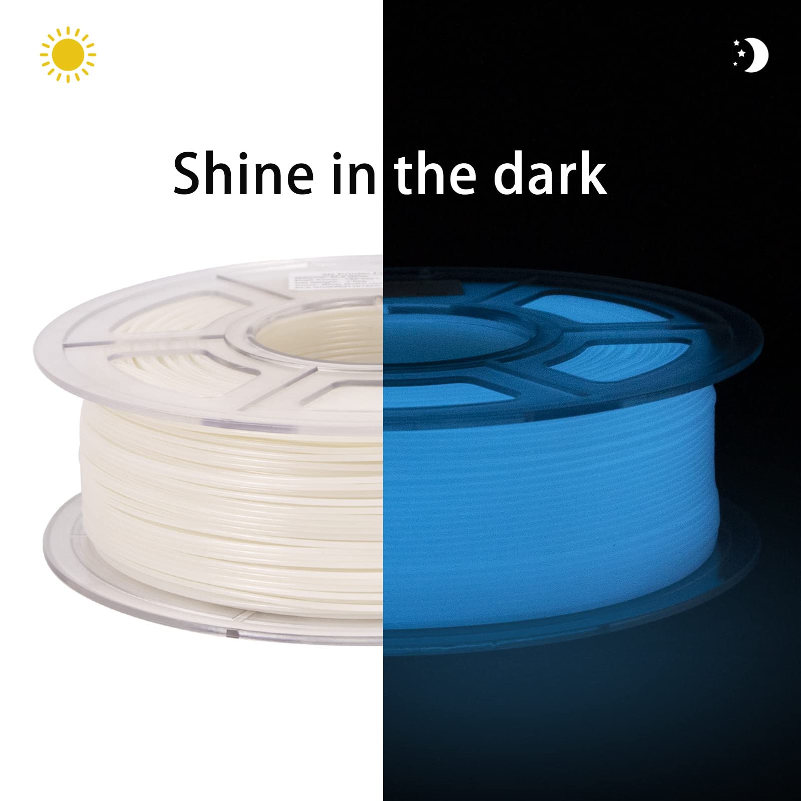 iSANMATE 3D Printer Filament PLA Glow in The Dark Blue - 1.75mm 3D Printing Material with +/- 0.03mm Accuracy, 1kg Spool for DIY Projects, Cosplay Props & Nighttime Decorations