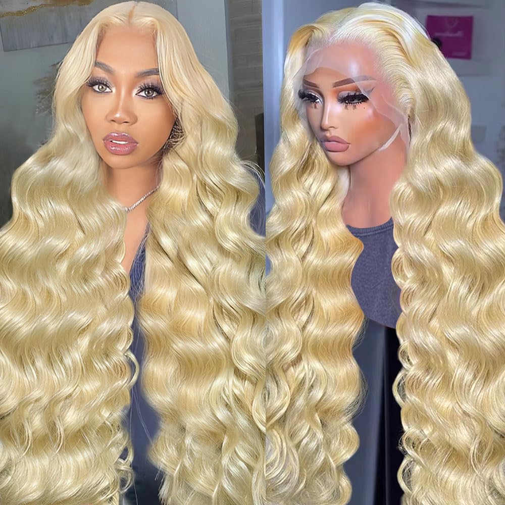 30 Inch 613 Blonde Body Wave Lace Front Wig - 13x6 HD Lace Frontal Human Hair Wig 200 Density Pre Plucked - Perfect for Cosplay, Daily Wear & Special Occasions