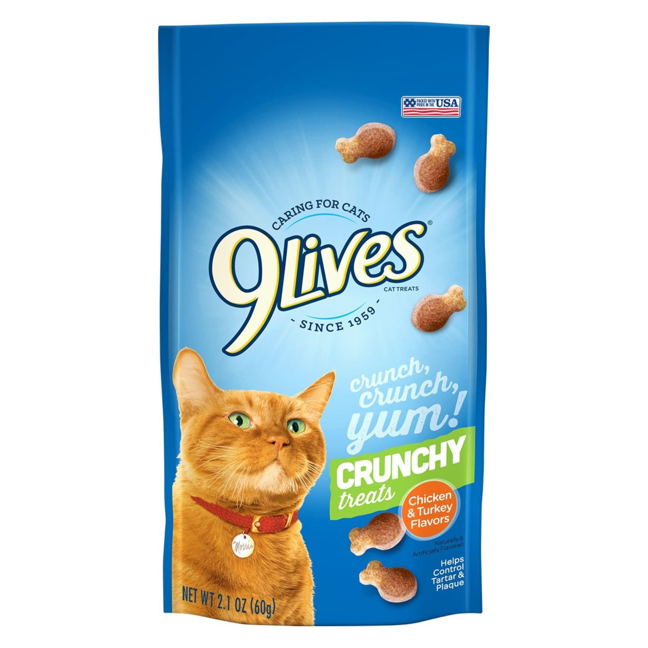 9Lives Crunchy Cat Treats - Chicken & Turkey Flavored, 2.1 oz Bag (12 Count) - Healthy Snacks for Indoor & Outdoor Cats - Perfect for Training & Rewarding Pets