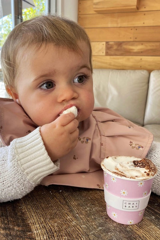 Delightful Pink Daisy Babyccino with Fluffy Cup - Perfect for Baby Showers, First Birthdays & Instagrammable Moments