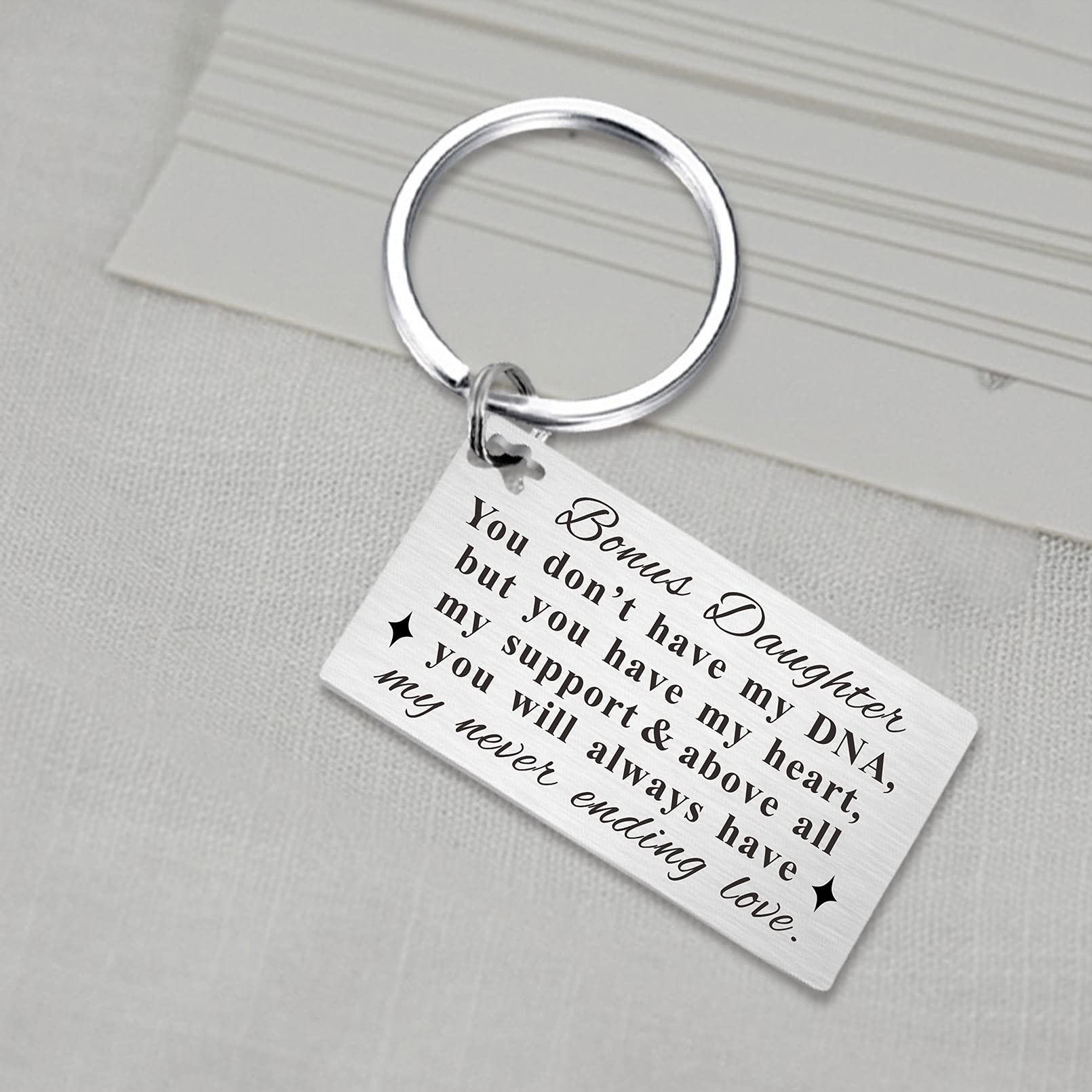 TGCNQ Bonus Daughter Gifts - Stepdaughter Keychain Keepsake for Special Occasions | Thoughtful Present for Birthdays, Christmas & Mother's Day