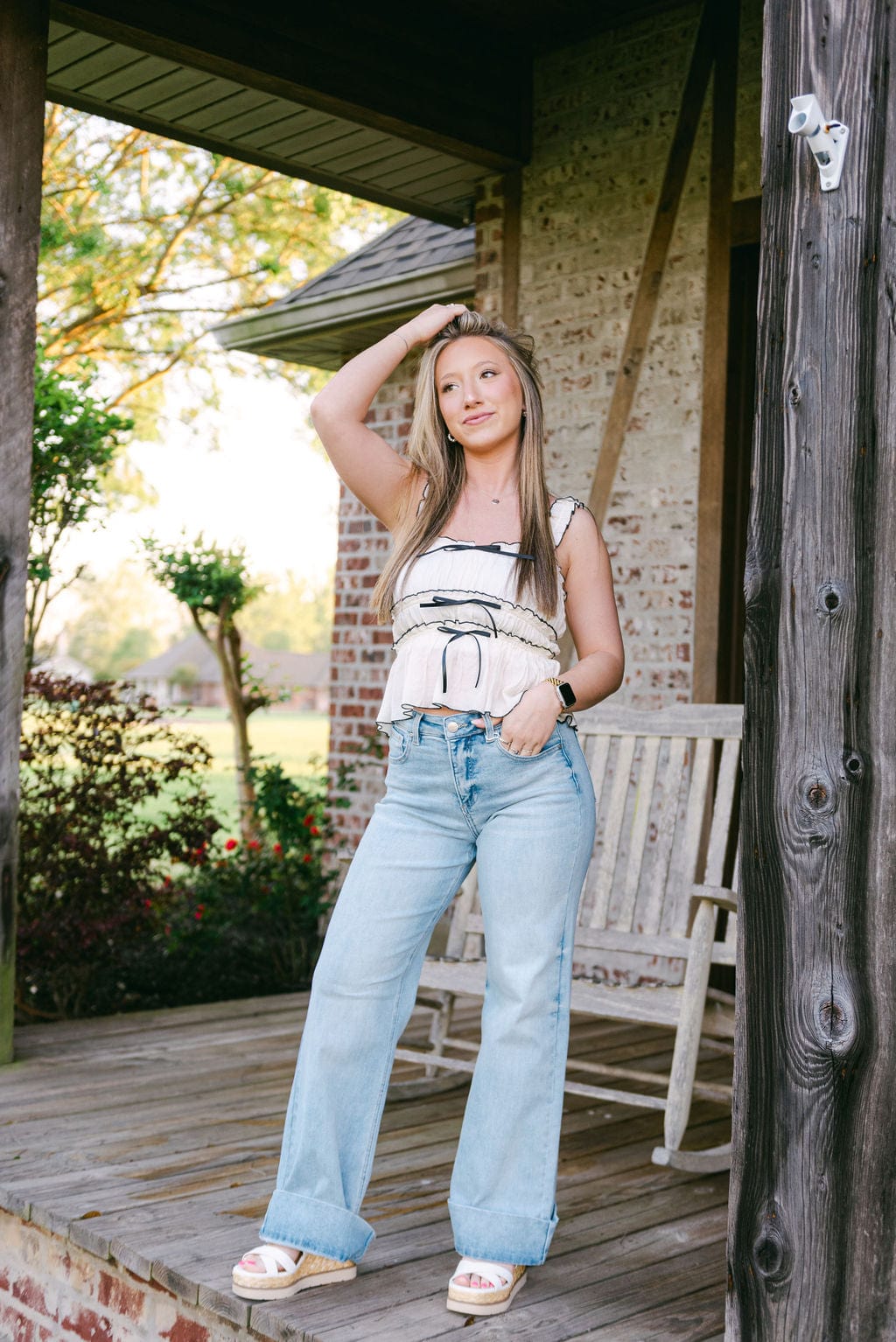 Light Wash Wide Leg Cuffed Jeans for Women - High Waist Distressed Denim Pants with Stretch - Casual & Streetwear Style for Everyday Wear