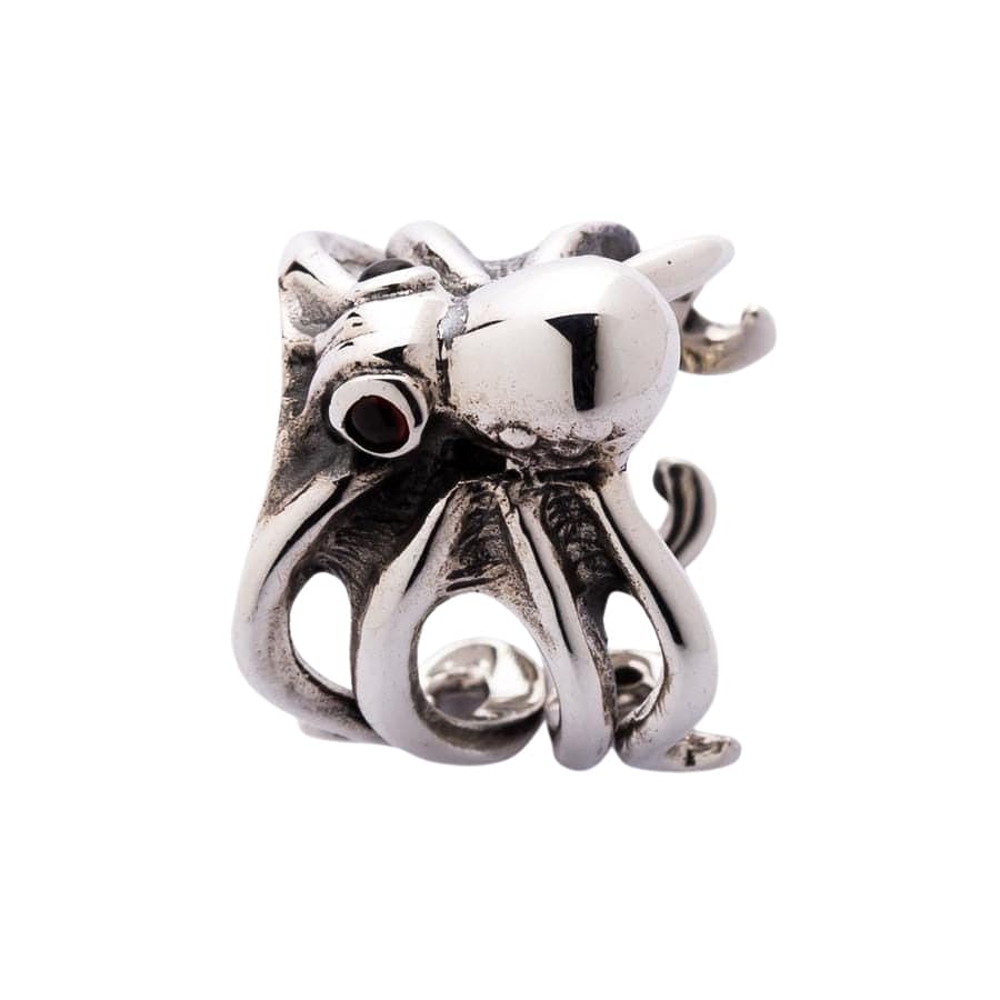 Red Eyes Sterling Silver Octopus Ring for Women | Unique Handmade Jewelry Gift for Her | Perfect for Halloween, Cosplay & Gothic Fashion