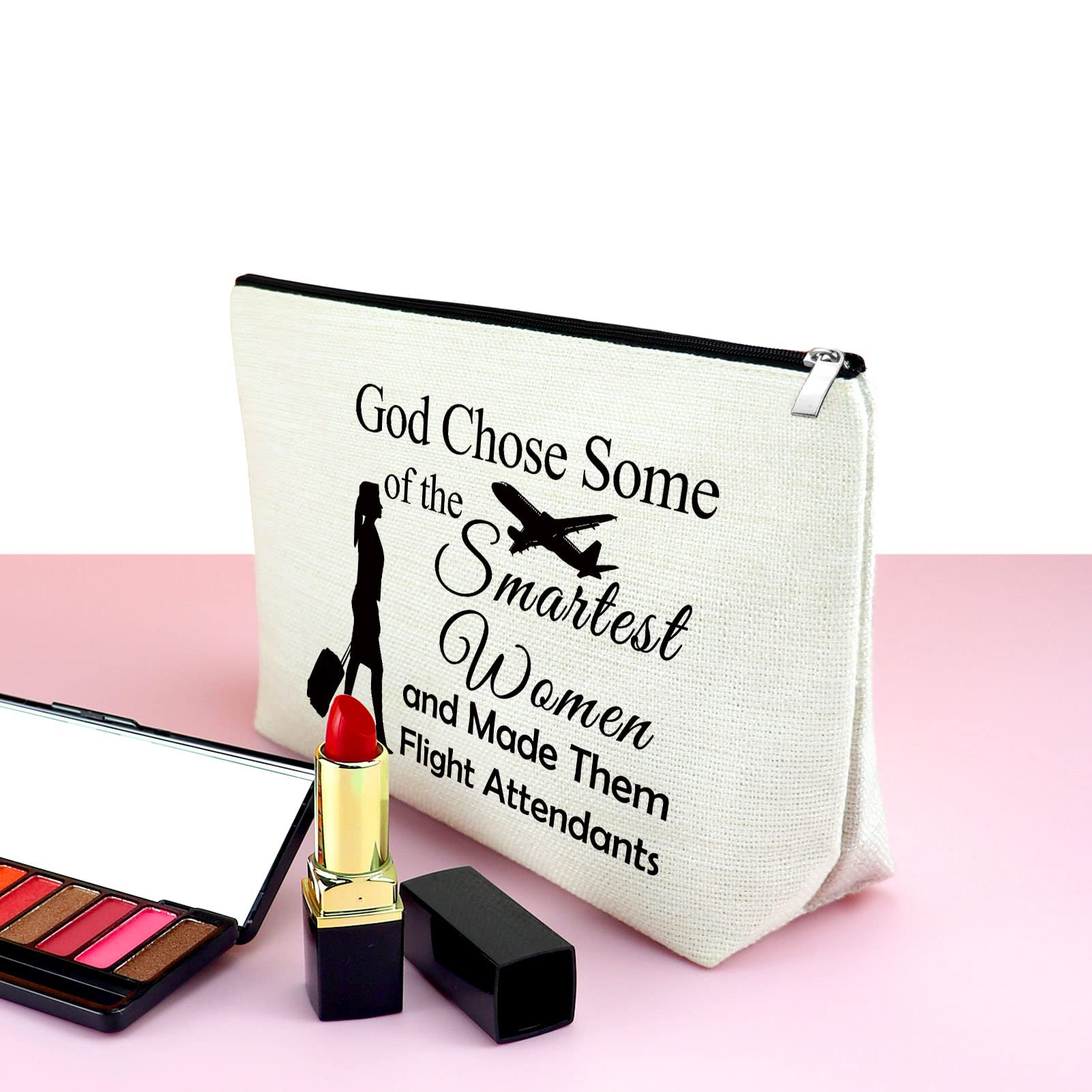 Flight Attendant Makeup Bag for Women - Aviation Themed Cosmetic Pouch | Perfect Stewardess Gift for Graduation, Birthday, Appreciation, Thanksgiving & Retirement | Travel-Friendly Toiletry Organizer for Flight School, Cabin Crew & Air Travel