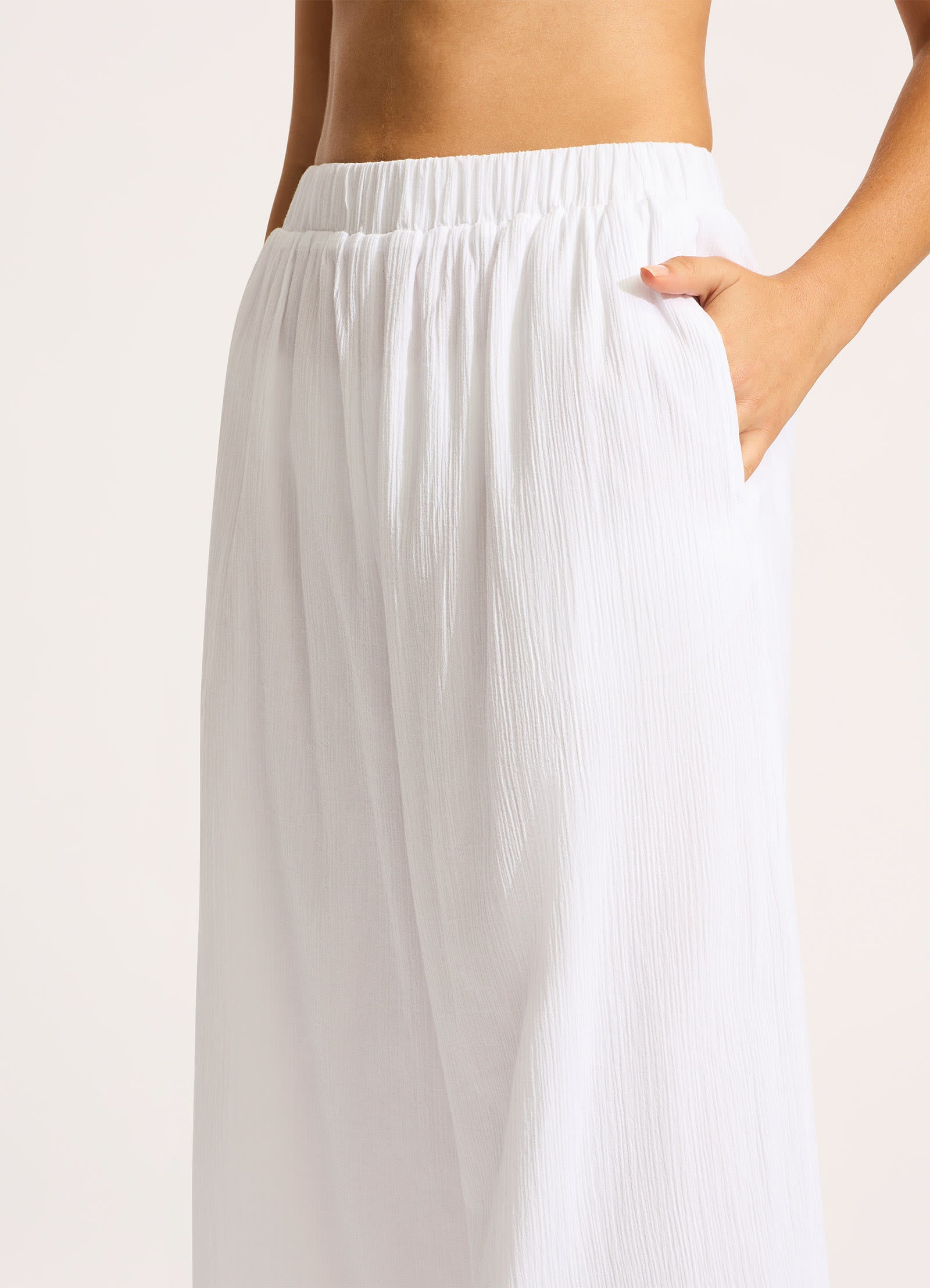 Crinkle Beach Pants for Women - White Soft Linen Summer Casual Pants | Perfect for Beach Vacations, Yoga, and Relaxing Outdoors