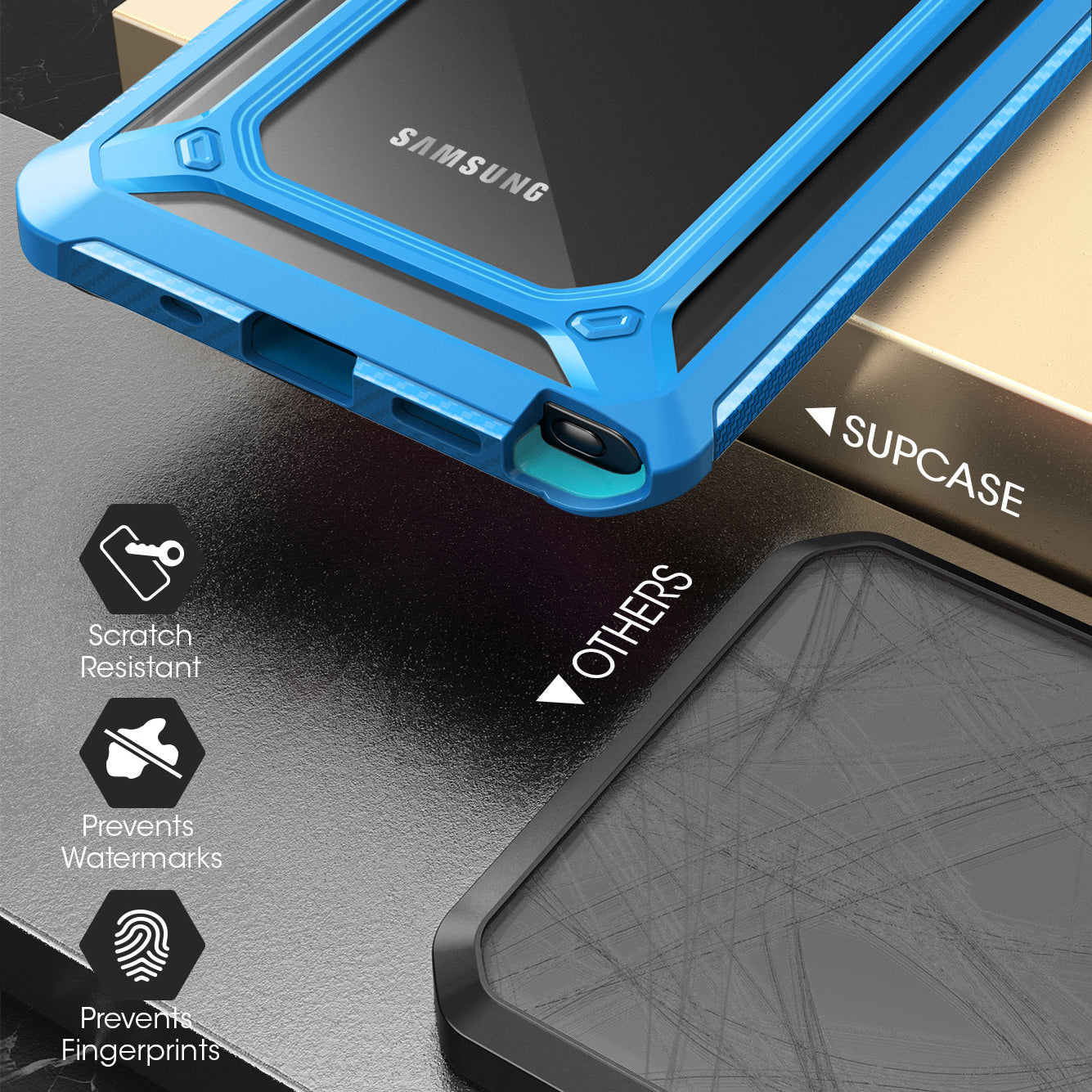 Samsung Galaxy Note 20 Clear Protective Case with Blue Accents - Shockproof Slim Cover for Daily Use, Work & Travel