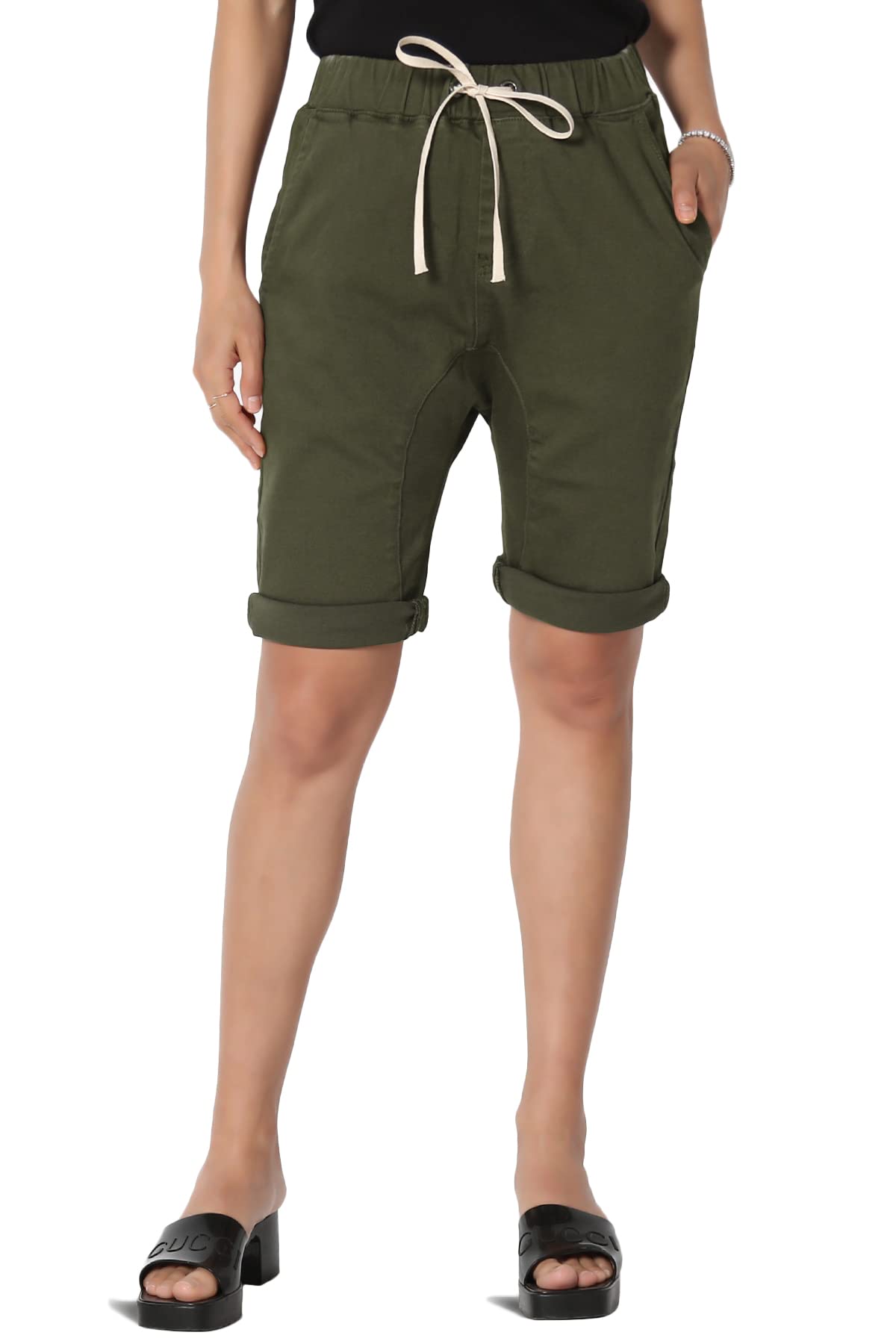 TheMogan Men's Drop Crotch Jogger Denim Shorts - Elastic Waist with Drawstring, Casual Bermuda Jean Shorts for Men | Perfect for Streetwear, Lounge & Summer Outdoor Activities