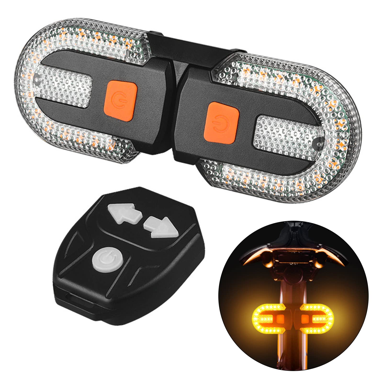 QOXEZY USB Rechargeable Bike Tail Light with Turn Signals - Remote Control Waterproof LED Safety Light for Mountain & Road Bicycles - Perfect for Night Riding, Commuting and Cycling Safety