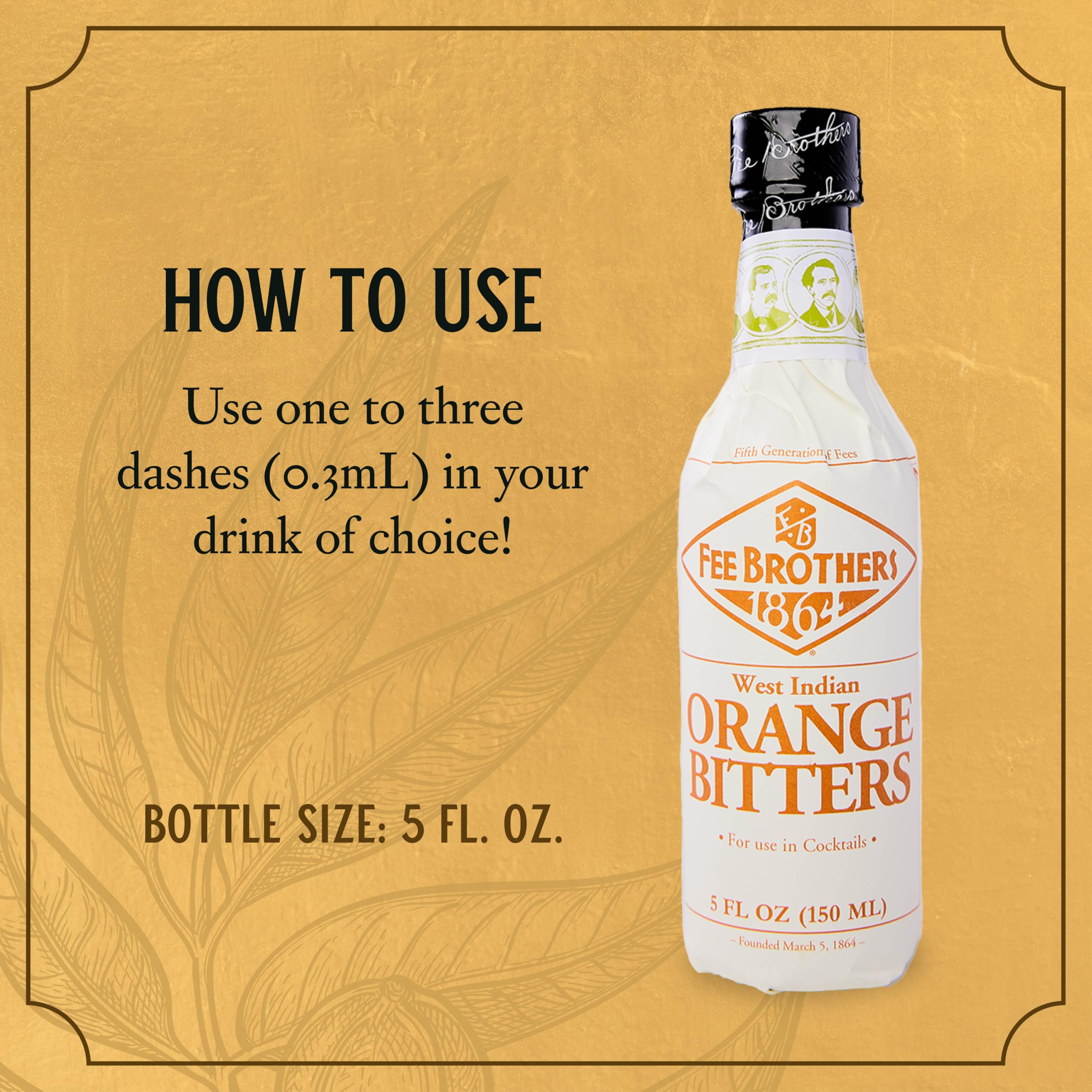 Fee Brothers West Indian Orange Cocktail Bitters - Premium Aromatic Cocktail Mixer & Concentrated Flavoring | Gluten Free, Vegan-Friendly | 5 fl oz | Perfect for Cocktails, Mocktails & Baking Recipes