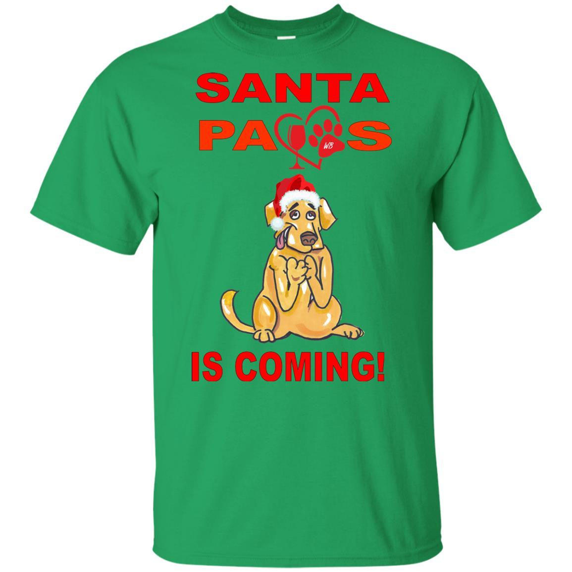 Santa Paws Is Coming - Funny Christmas Dog Lover Youth T-Shirt | Ultra Soft Cotton Tee for Kids & Teens | Perfect Gift for Pet Owners & Holiday Parties