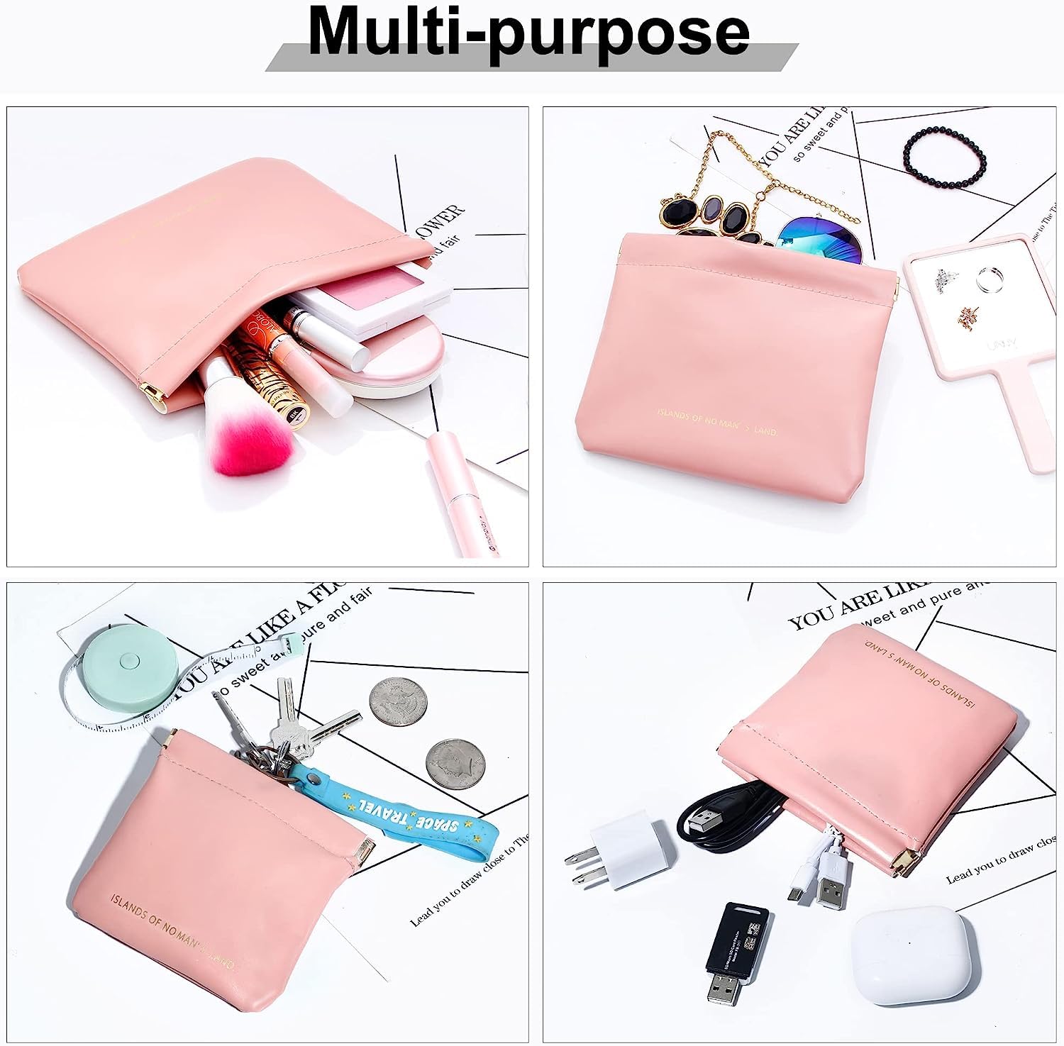 Quirky Cosmetic Bag Set for Women - 3 Pack Waterproof Makeup Organizer with Sunglasses Case | Travel Makeup Pouch, Purse Essentials & Toiletry Bag for Vacation, Gym, Work & Daily Use (Pink)