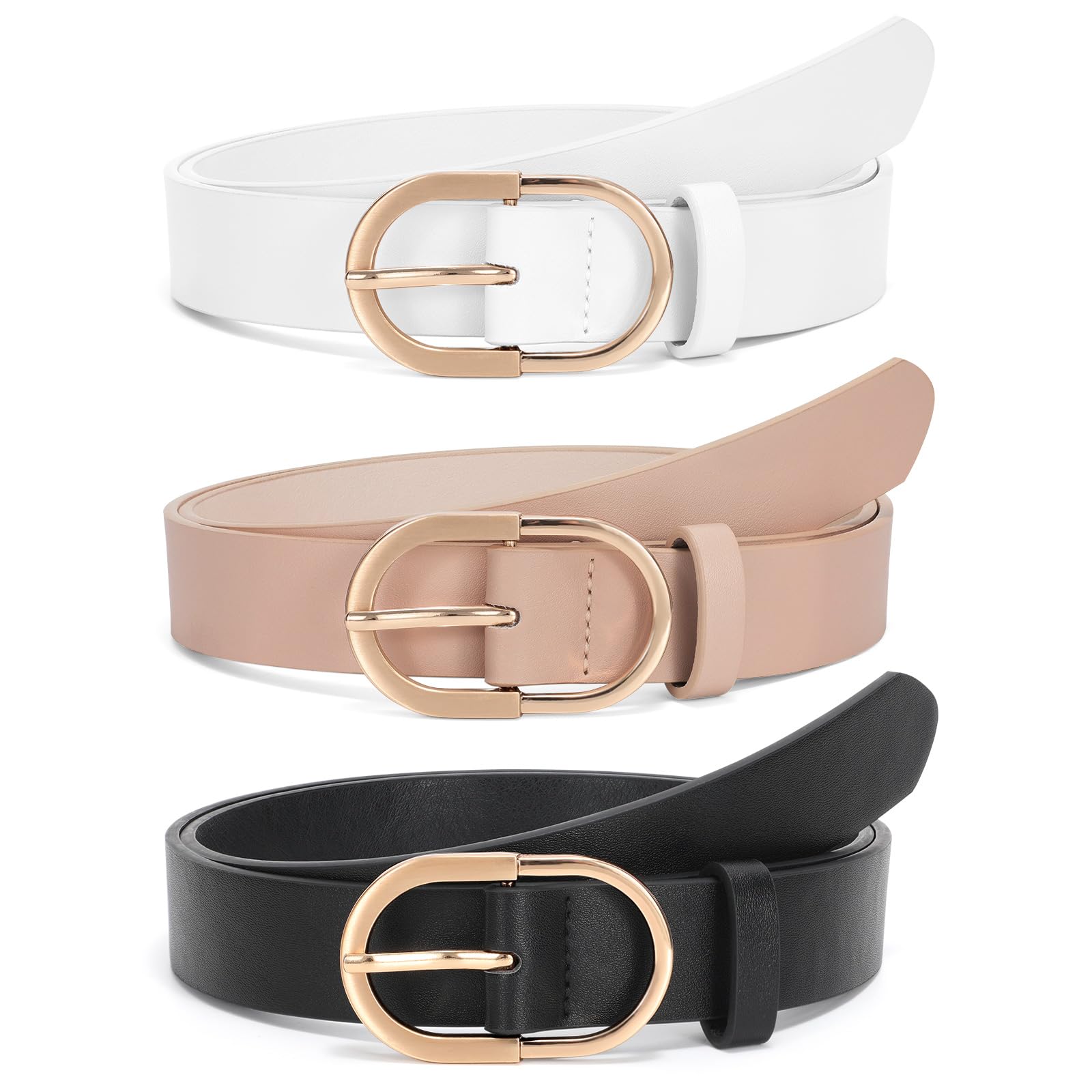 JASGOOL Women's Genuine Leather Belts for Jeans & Pants - Stylish Gold Buckle Fashion Belt for Ladies | Perfect for Casual Outfits, Office Wear & Daily Use