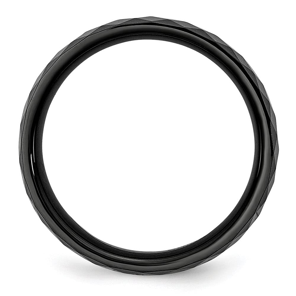 Diamond2Deal 6mm Black Ceramic Faceted Polished Band Ring for Men & Women - Size 7.5 - Perfect for Wedding, Engagement, Anniversary & Everyday Wear