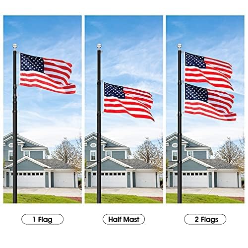 20FT Heavy Duty Telescoping Flag Pole Kit with 3x5 American Flag - 14 Gauge In-Ground Telescopic Flagpole for Residential & Commercial Use - Perfect for Outdoor Display in Yards, Gardens, and Patriotic Events
