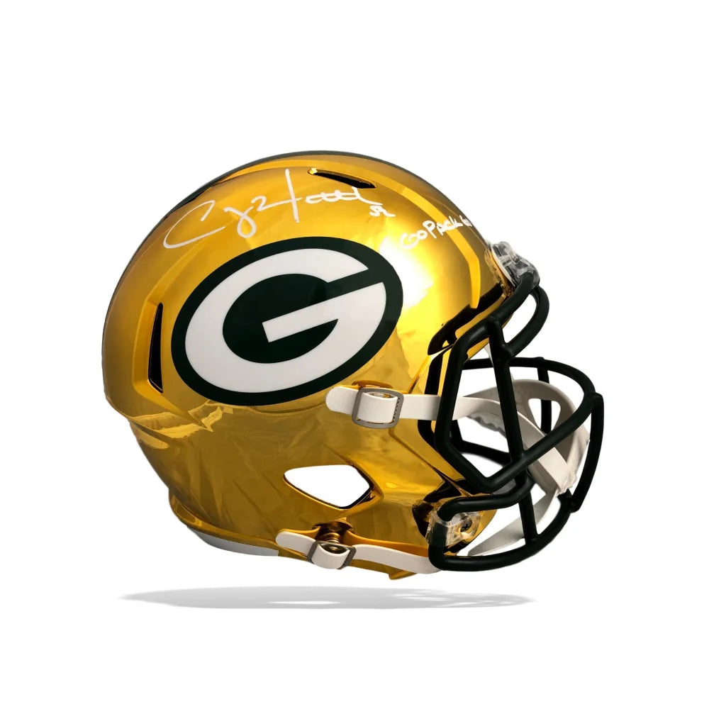 Clay Matthews Autographed Green Bay Packers Chrome Full Size Helmet with JSA COA - Signed & Inscribed Football Collectible for Fans, Man Cave Decor, and Sports Memorabilia Display