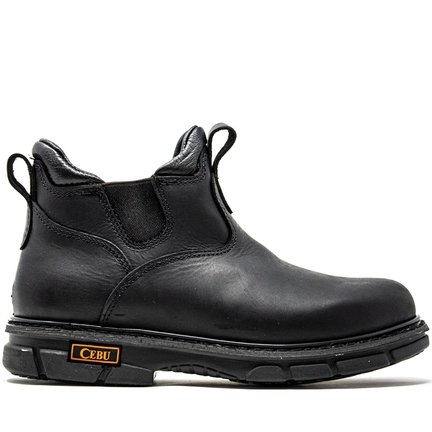 CEBU Men's 6-Inch Slip-On Work Boots - Soft Toe, Non-Slip Grip for Construction & Warehouse - Comfortable Safety Shoes for Outdoor Work & Heavy Duty Jobs