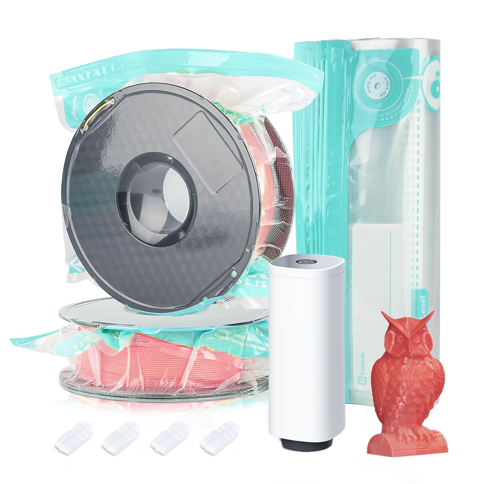 Premium 3D Printer Filament Storage Bags Vacuum Kit - 10 Thickened Vacuum-Sealed Bags with Automatic Pump & 4 Clips (11.8x13.4in) for 1kg Spool - Keep Filament Dry & Fresh - Ideal for PLA, ABS, PETG Filament Storage & Workshop Organization