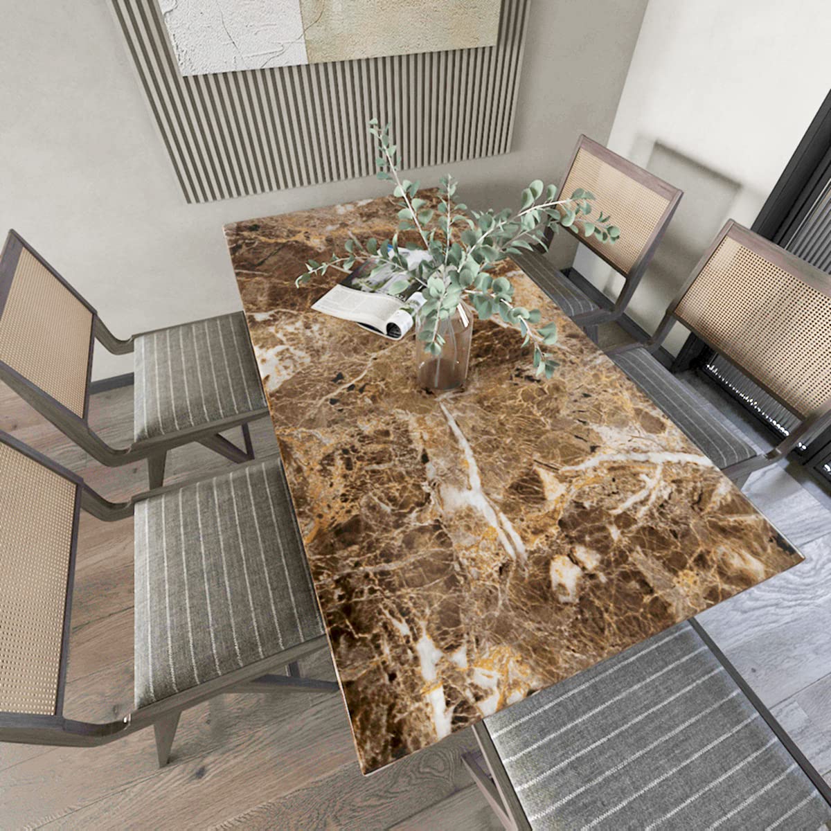 JSEVEM 24×197 Inch Extra Thick Peel and Stick Marble Wallpaper - Waterproof Brown White Faux Granite Vinyl Contact Paper for Kitchen Backsplash, Bathroom Countertops, Bedroom Walls & DIY Home Decor