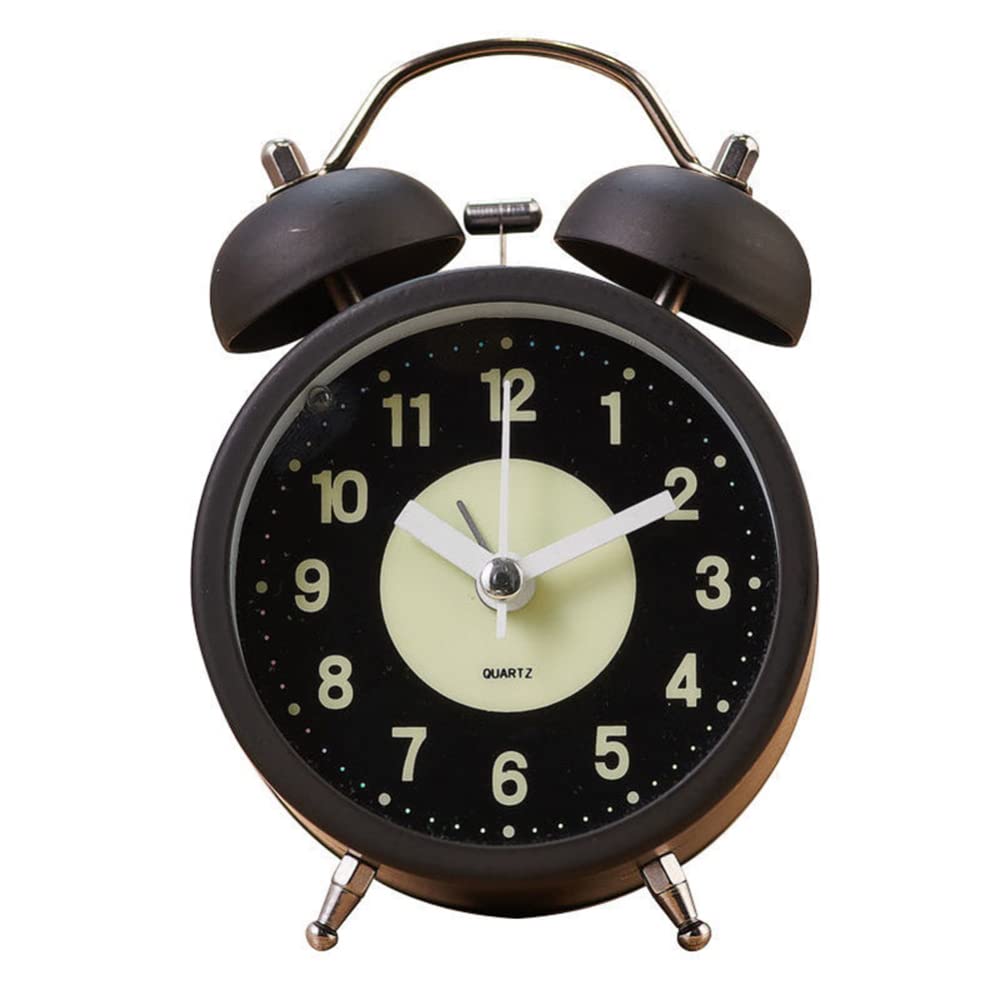Silent Non-Ticking Round Alarm Clock with Large Digital Display & Twin Bell Loud Alarm - Battery Operated Bedside Clock with Backlight for Bedroom, Office, Bathroom - Perfect for Heavy Sleepers & Nighttime Visibility