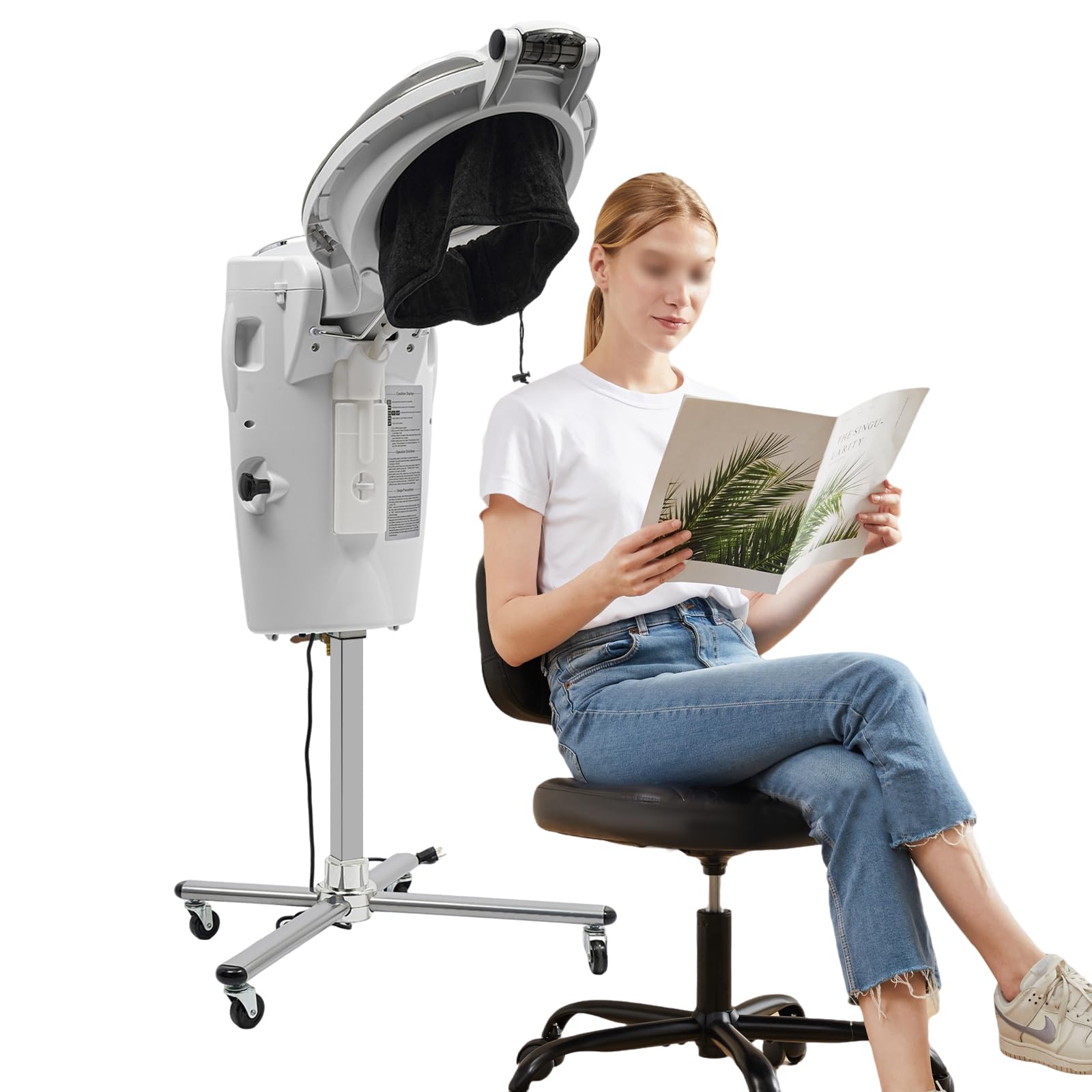 700W Professional Salon Hair Steamer with Micro Mist & 7-Color LED Lights - Hooded Standing Hair Dryer for Hair Coloring, Oil Treatment, Baking & Repair | Ozone Cold Fog Technology | Perfect for Salon & Home Hair Care (White)