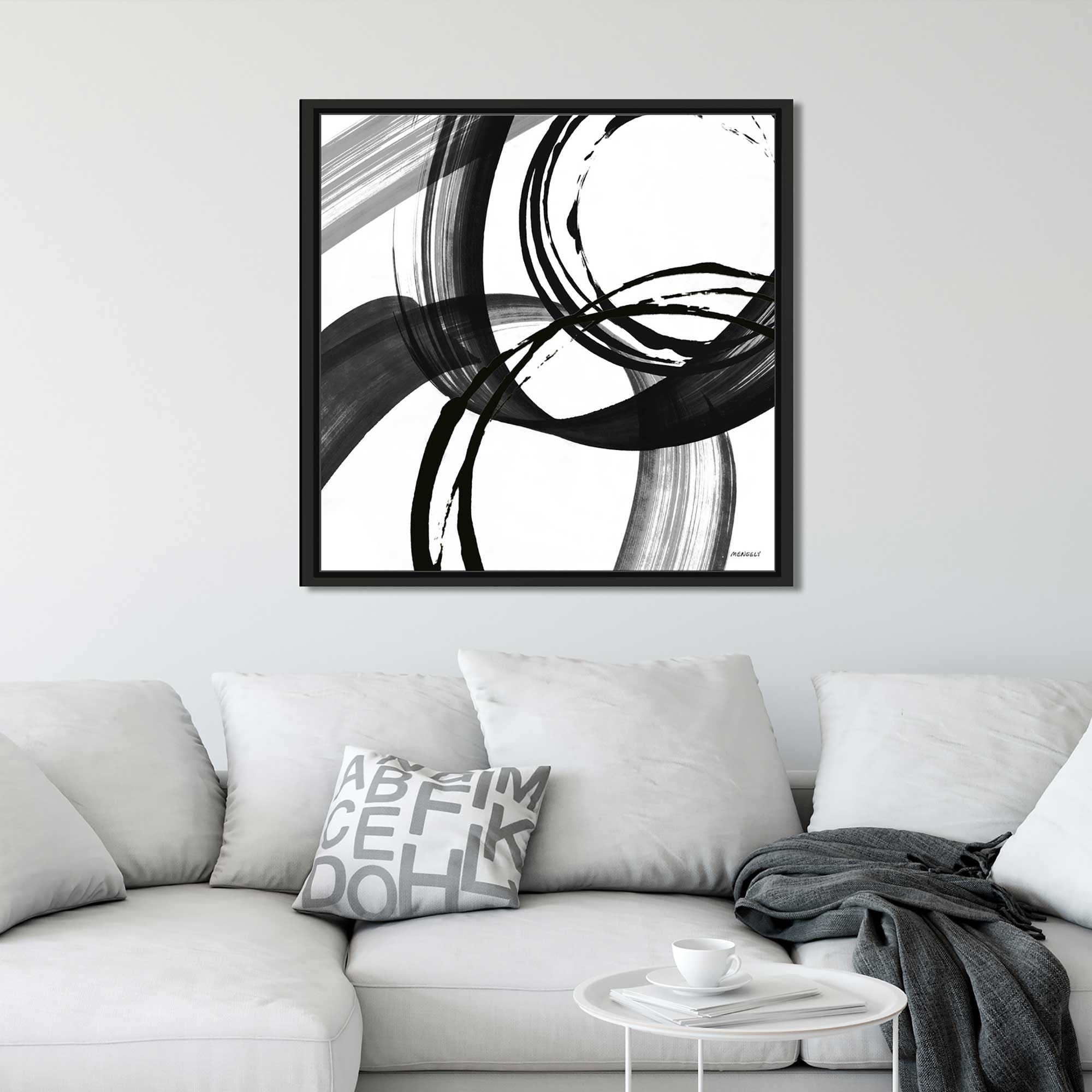 Black and White Pop Art II Canvas Print - Modern Floating Frame Wall Decor for Living Room, Bedroom & Office