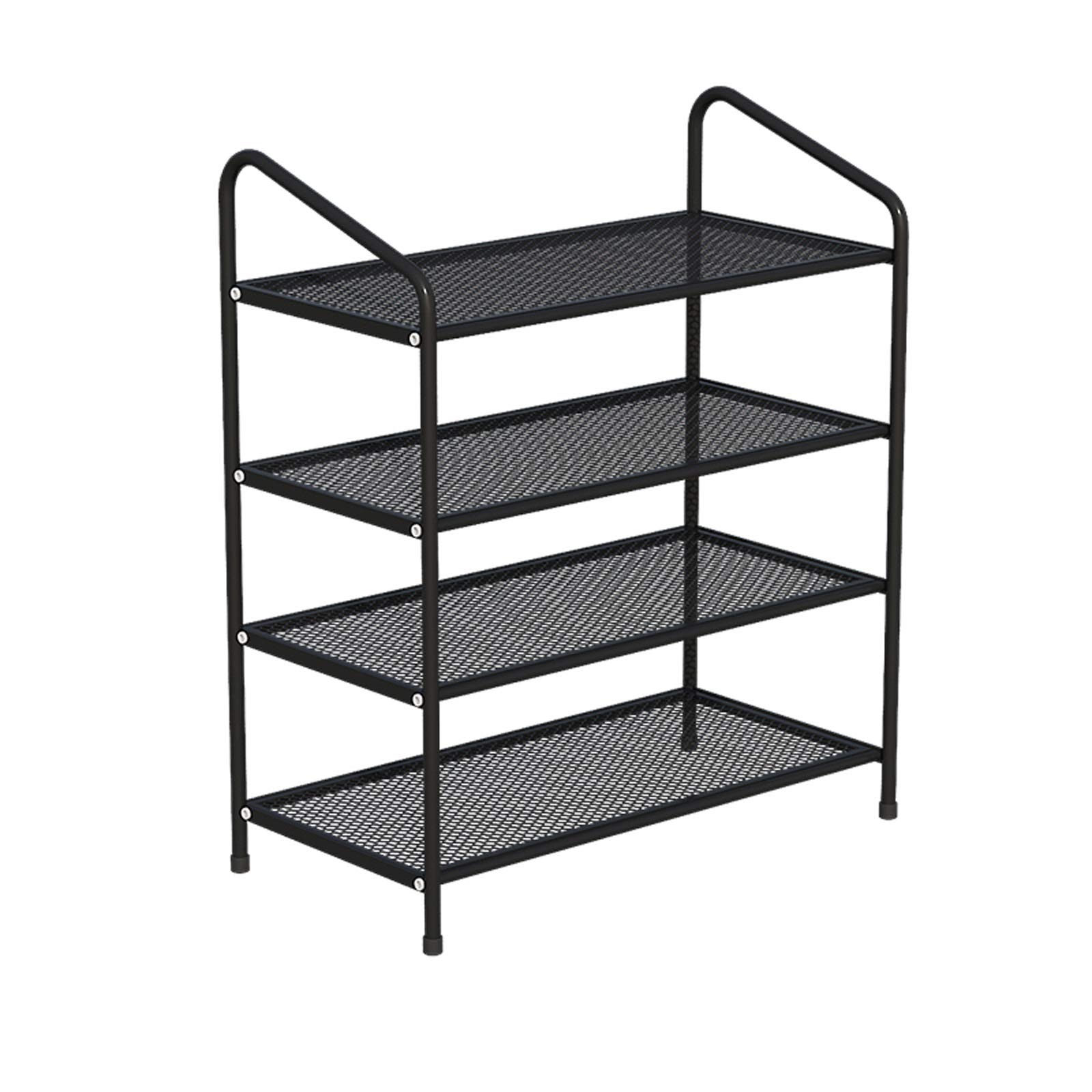 XIANGGUI 1983 4-Tier Stackable Metal Shoe Rack - Holds 12-15 Pairs of Shoes | Space-Saving Shoe Storage Organizer for Entryway, Hallway, Closet & Living Room | Black Shoe Shelf for Home & Office Organization