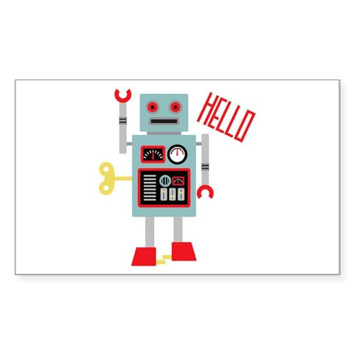 White - Robot Hello Sticker