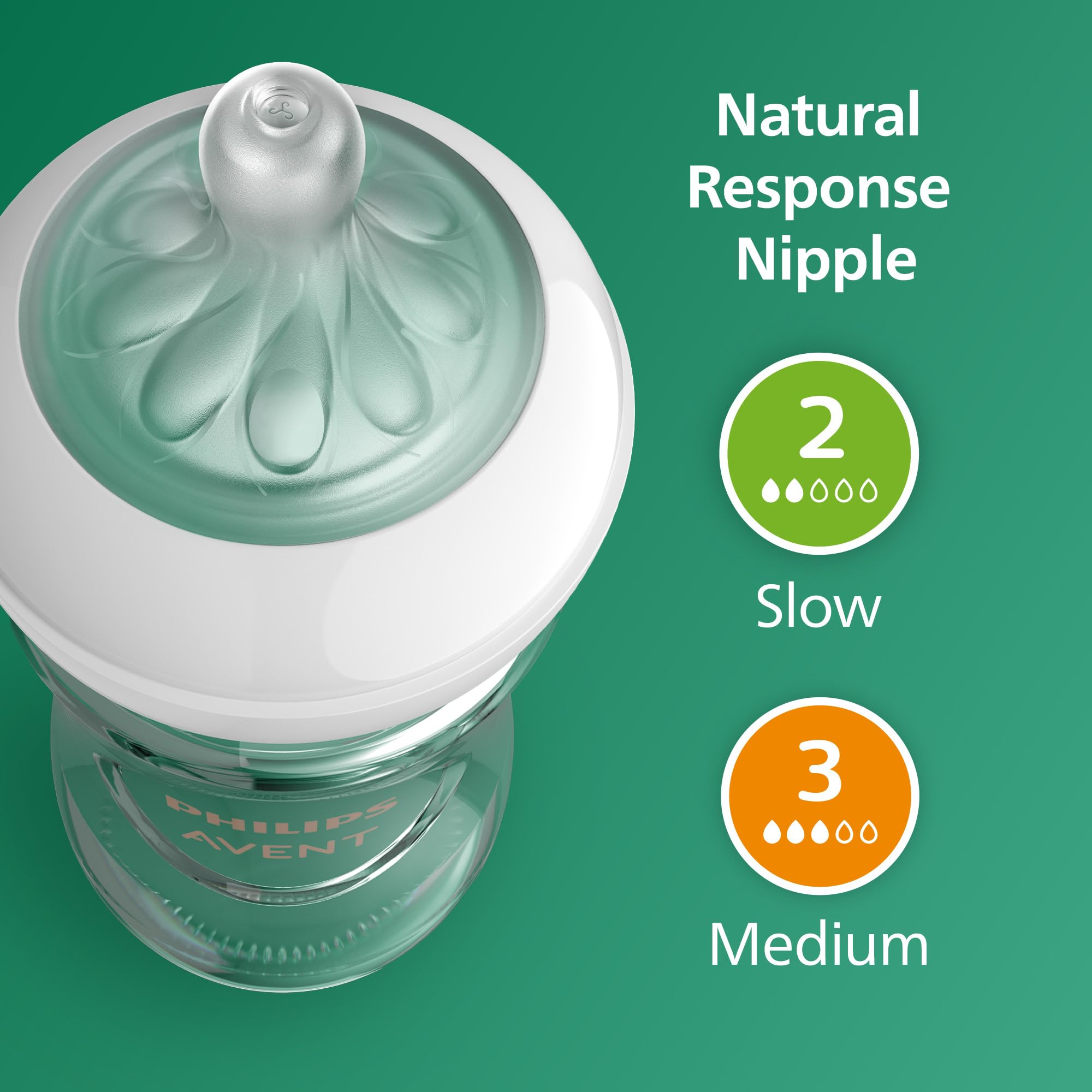 Philips Avent Natural Newborn Glass Baby Bottle Gift Set - 3x 4oz (Slow Flow) & 2x 8oz (Medium Flow) with Natural Response Nipples & 2 Silicone Sleeves - Perfect for Breastfeeding Transition & On-the-Go Feeding (SCD858/01)
