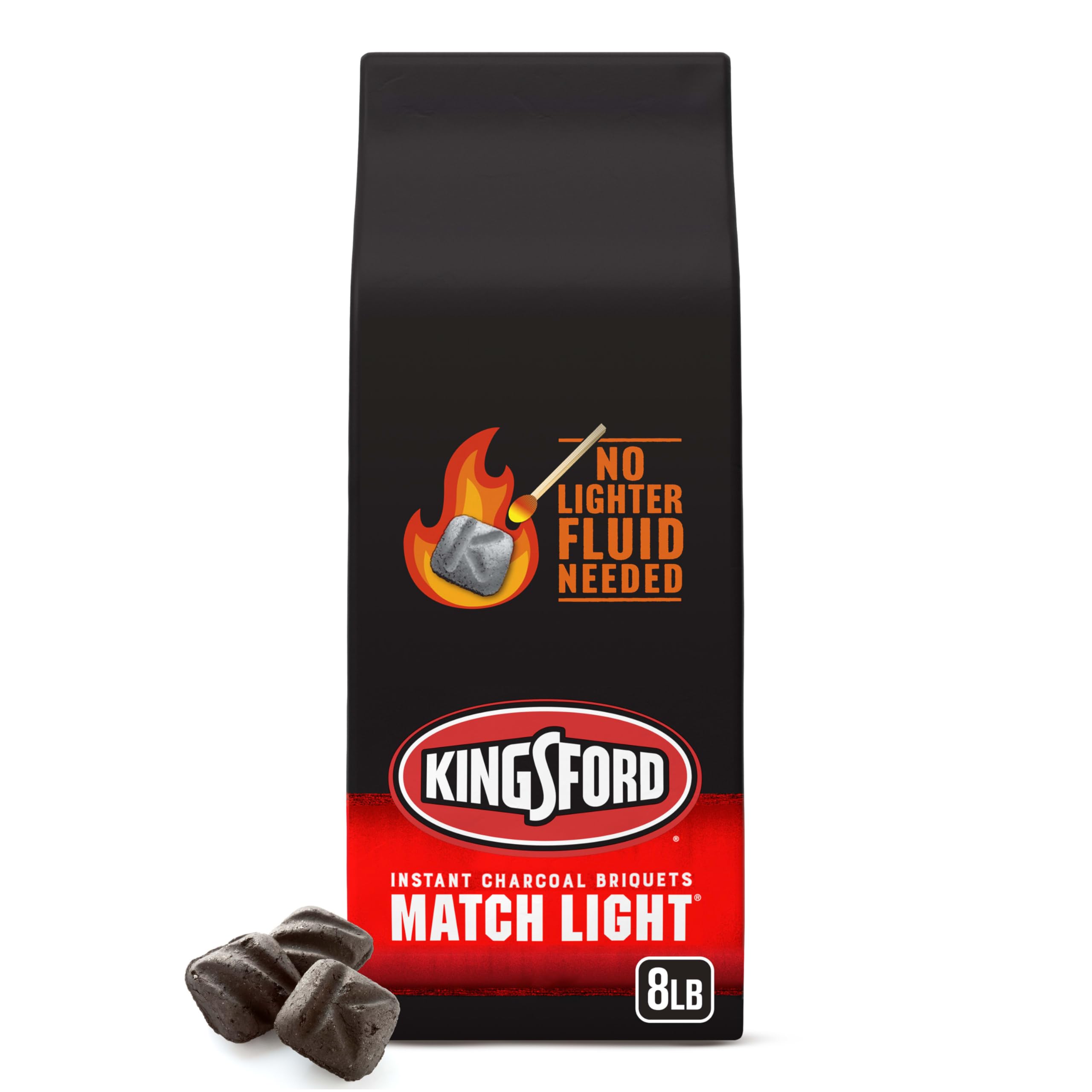 Kingsford Match Light Instant Charcoal Briquettes - 8 lbs Quick Lighting BBQ Charcoal for Grilling, Smoking & Outdoor Cooking | Perfect for Backyard BBQs, Camping & Tailgating Parties