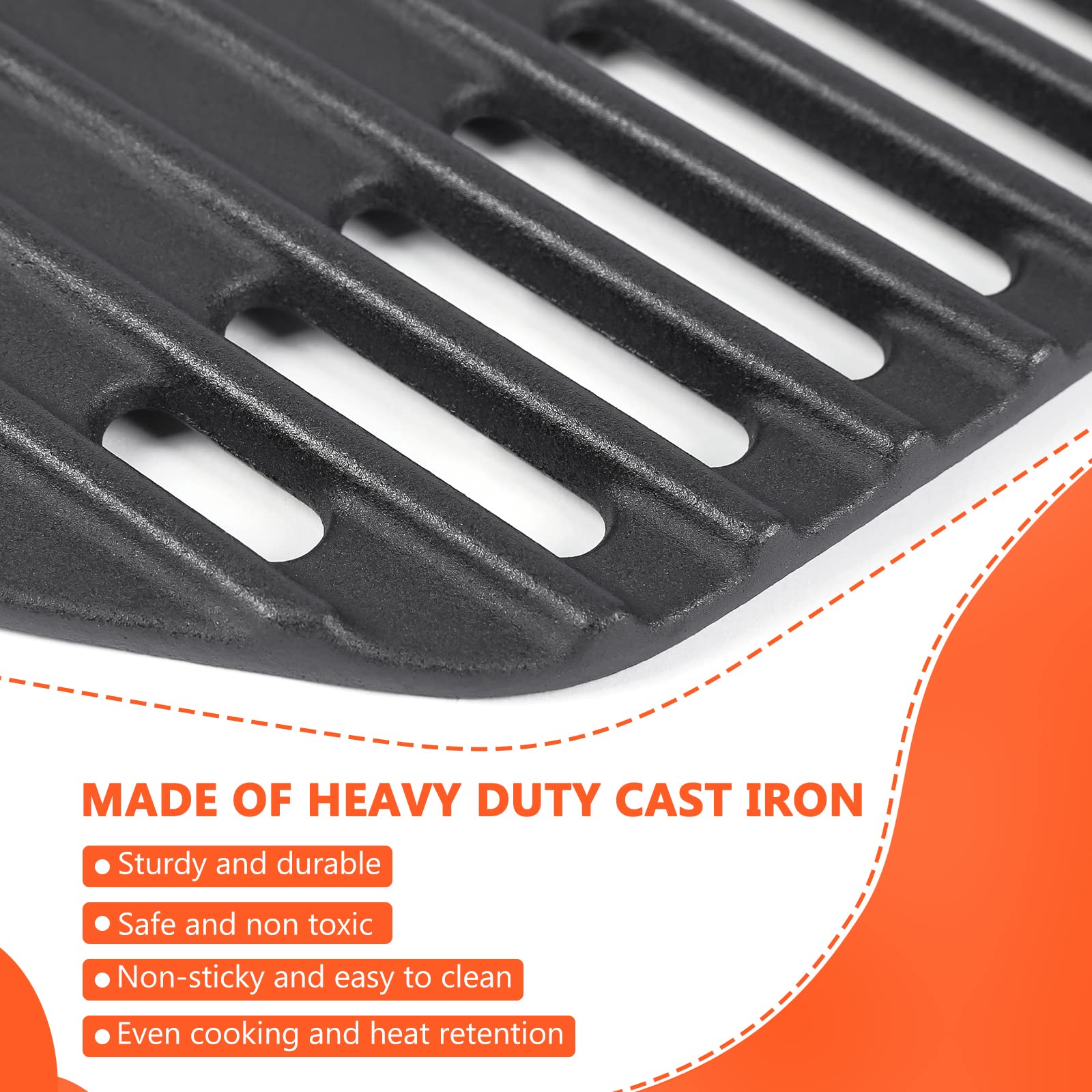 QuliMetal 6559 Cast Iron Griddle & 7645 Grill Grates Replacement Parts for Weber Q200 Q220 Q240 Q2000 Q2200 Q2400 Gas Grills – Perfect for Outdoor BBQ, Camping & Backyard Cooking