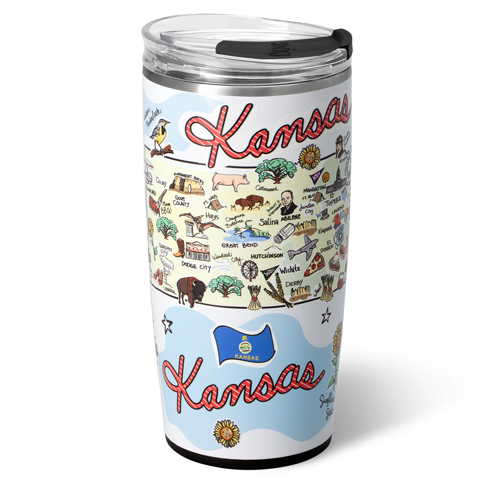 22oz Kansas Tumbler - Insulated Stainless Steel Travel Mug with Lid & Straw - Perfect for Coffee, Tea & Cold Drinks On-The-Go