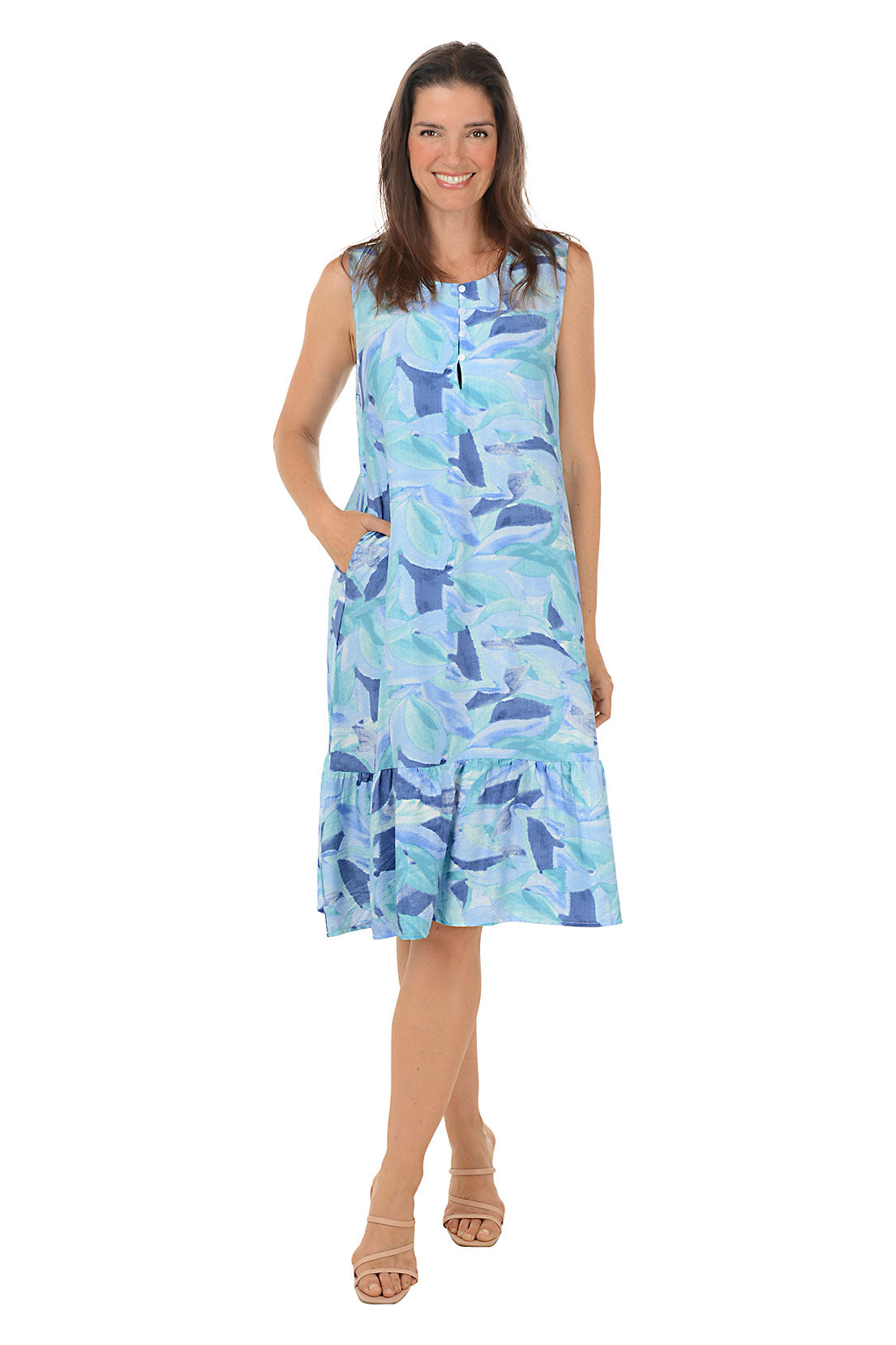 Whimsy Flutter Hem Sleeveless Dress for Women - Summer Casual Flowy Dress for Beach, Party & Vacation | Lightweight & Comfortable