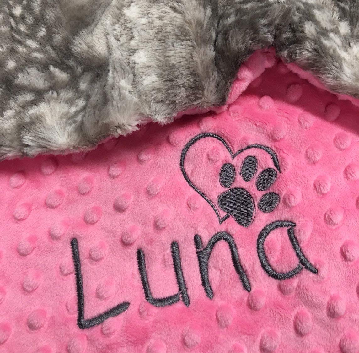 Personalized Dog Blanket with Gray Paw Print - Soft Puppy Blanket for Crates & Beds - Custom Dog Christmas Gift for Pet Lovers (Charcoal Fawn) - Perfect for Cozy Naps, Travel & Holiday Presents