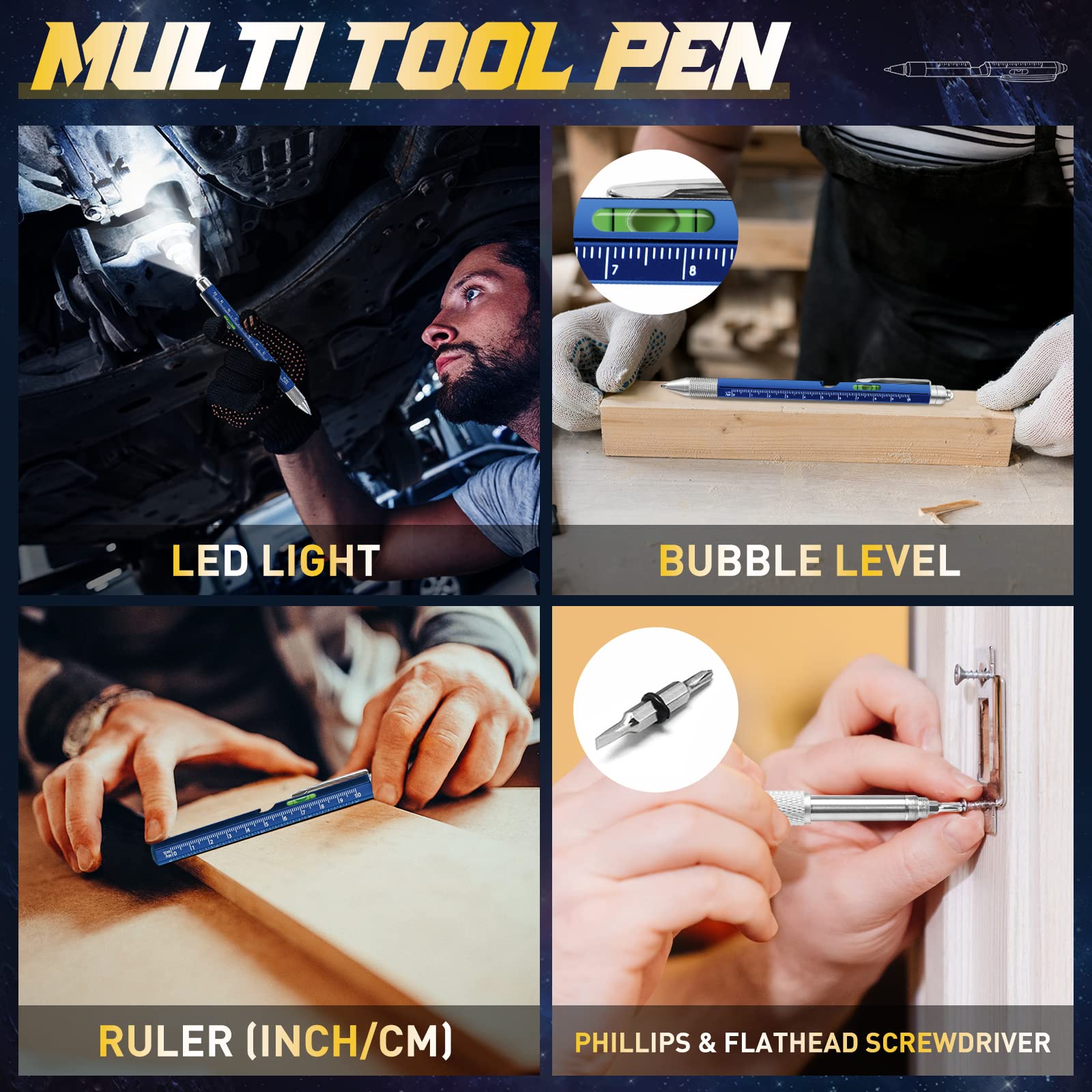 9-in-1 Multitool Pen for Men - Perfect Father's Day, Birthday & Anniversary Gift for Dad, Husband, Boyfriend | Unique Cool Gadgets for Men Who Have Everything | Great for Office, Camping, Travel & Everyday Carry