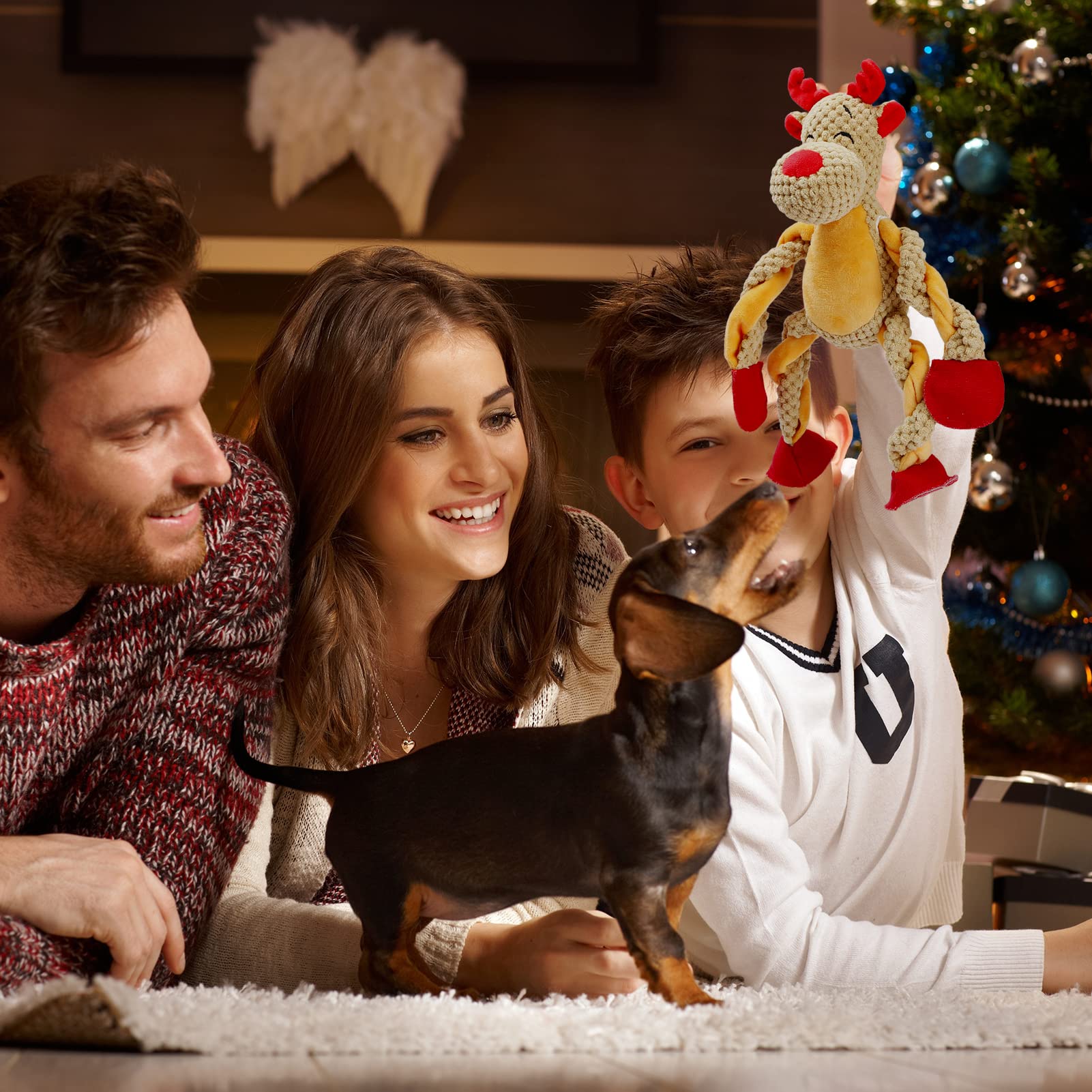 Senneny 3 Pack Christmas Dog Toys - Santa, Reindeer & Snowman Squeaky Plush Toys for Small, Medium & Large Dogs | Durable Chew Toys for Puppies | Perfect for Holiday Playtime & Interactive Training