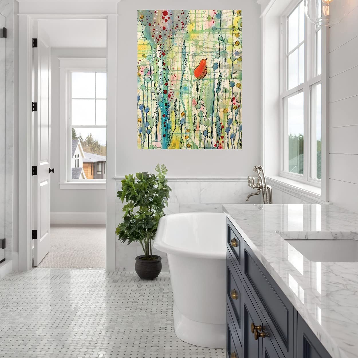 Premium Alpha Canvas Wall Art by Sylvie Demers - Handcrafted Fine Art Painting for Living Room, Bedroom, Office & More - 35x46 Inch Ready-to-Hang Decor - Perfect for Home, Restaurant or Hotel Interior Design