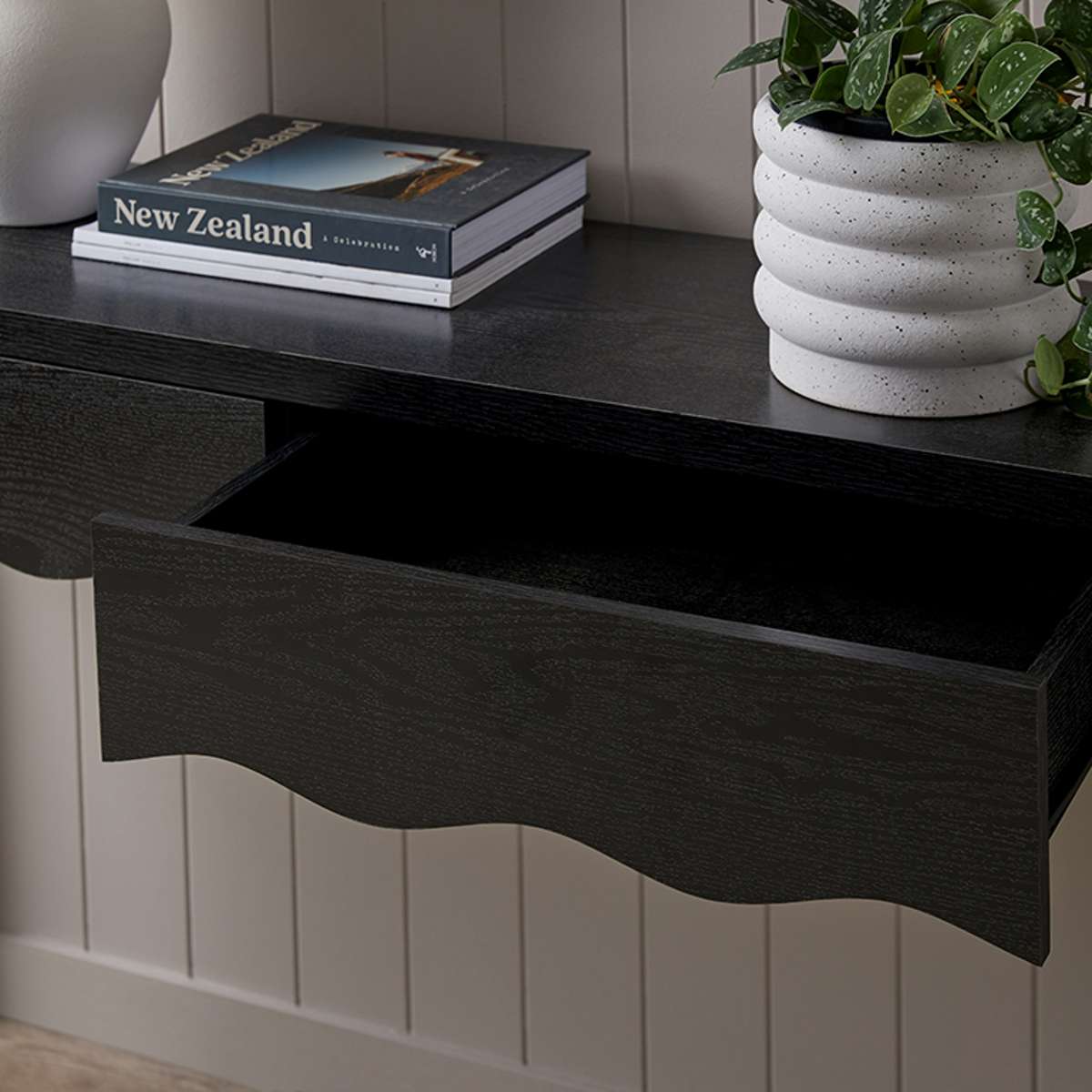 Malena Console Table - Modern Black Entryway Table for Hallway, Living Room & Foyer Decor | Sturdy Wooden Sofa Table with Sleek Design