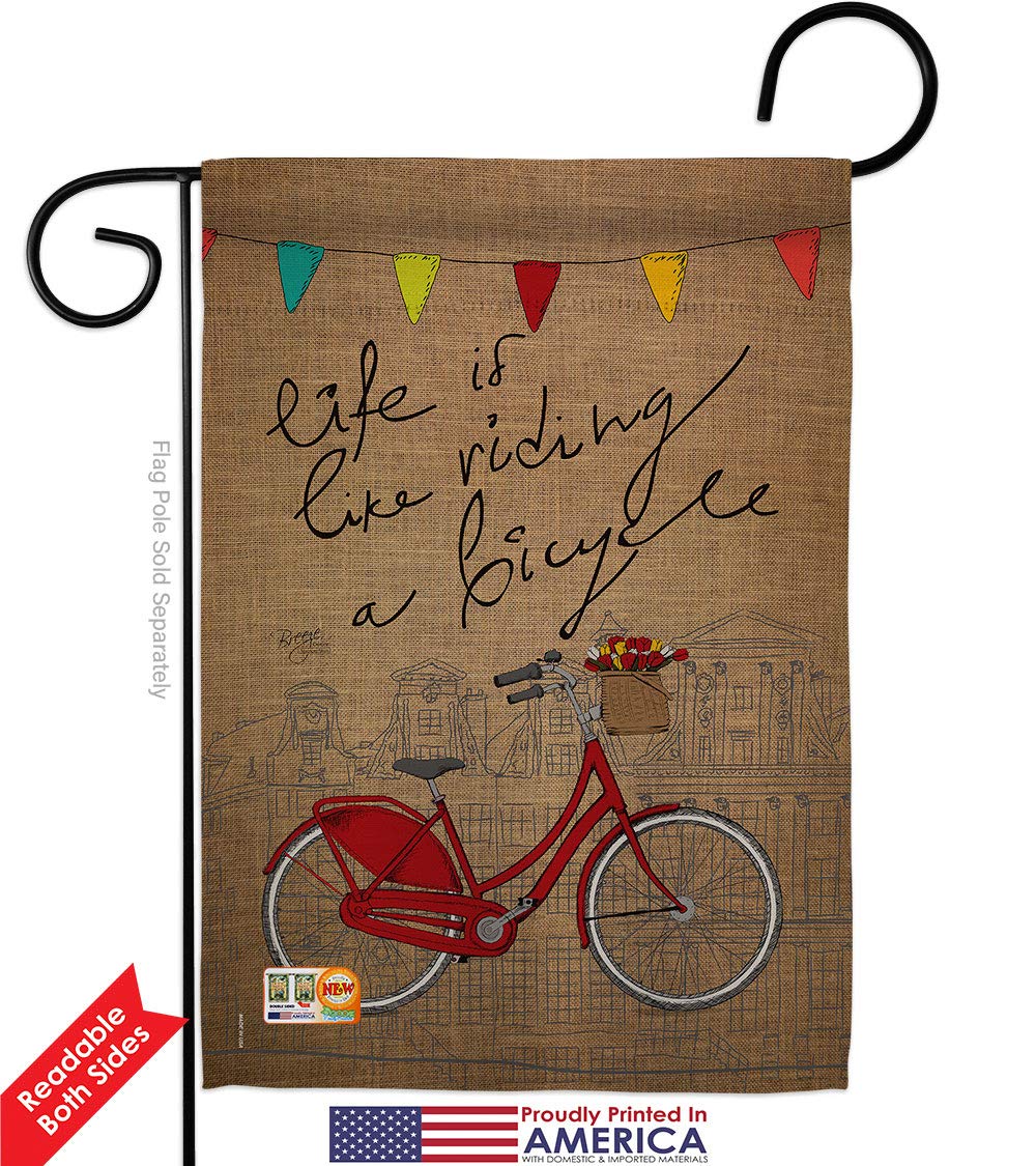 Double-Sided Bicycle Themed Garden House Flags Set - 28x40 Inch USA Made Outdoor Decor for Cycling Enthusiasts | Perfect for Yard, Patio & Sports Events Decoration