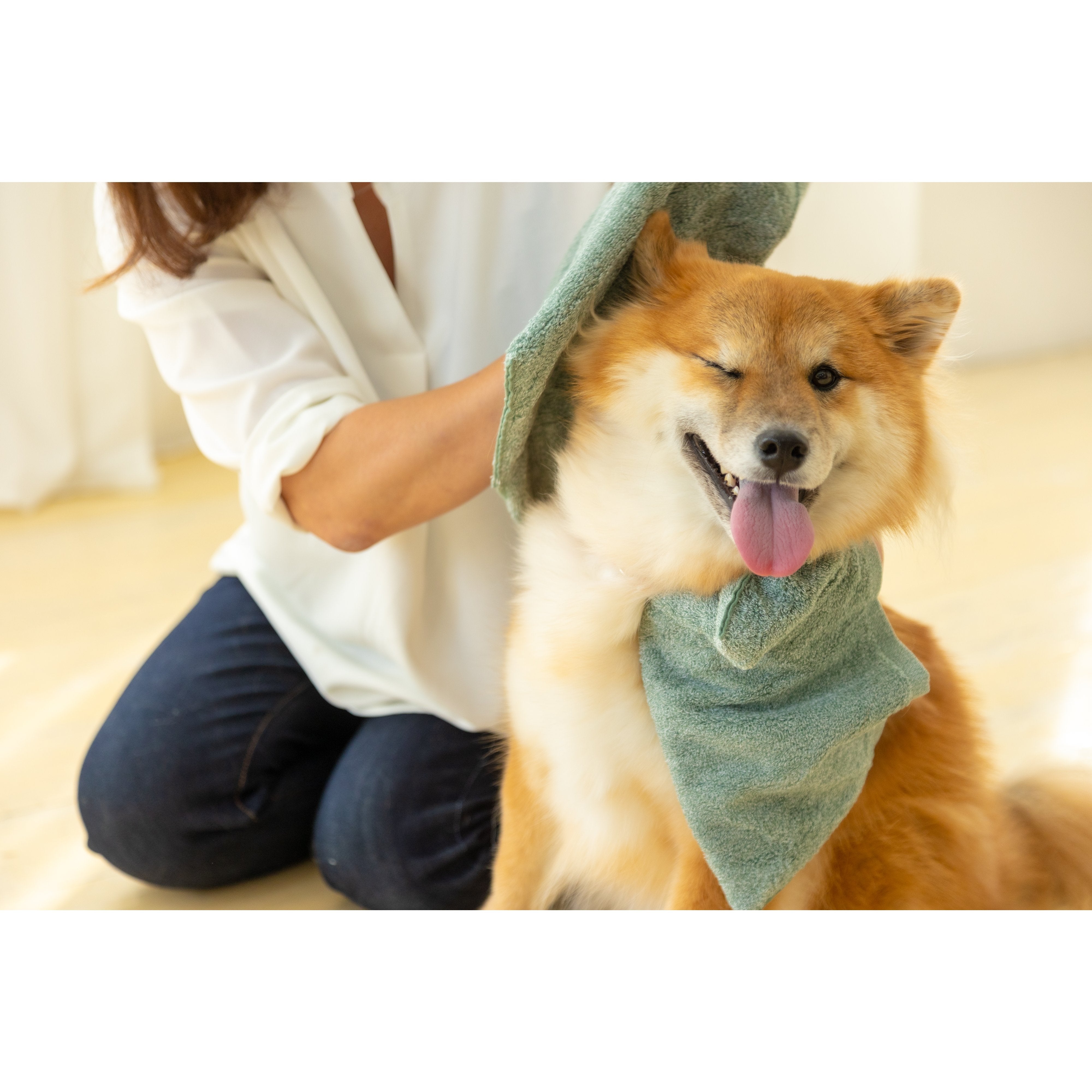 Super Absorbent Jogan Pet Towel - 34x78cm Quick Dry Bath Towel for Dogs & Cats - Perfect for Grooming, Swimming & After Bath Drying (Green)