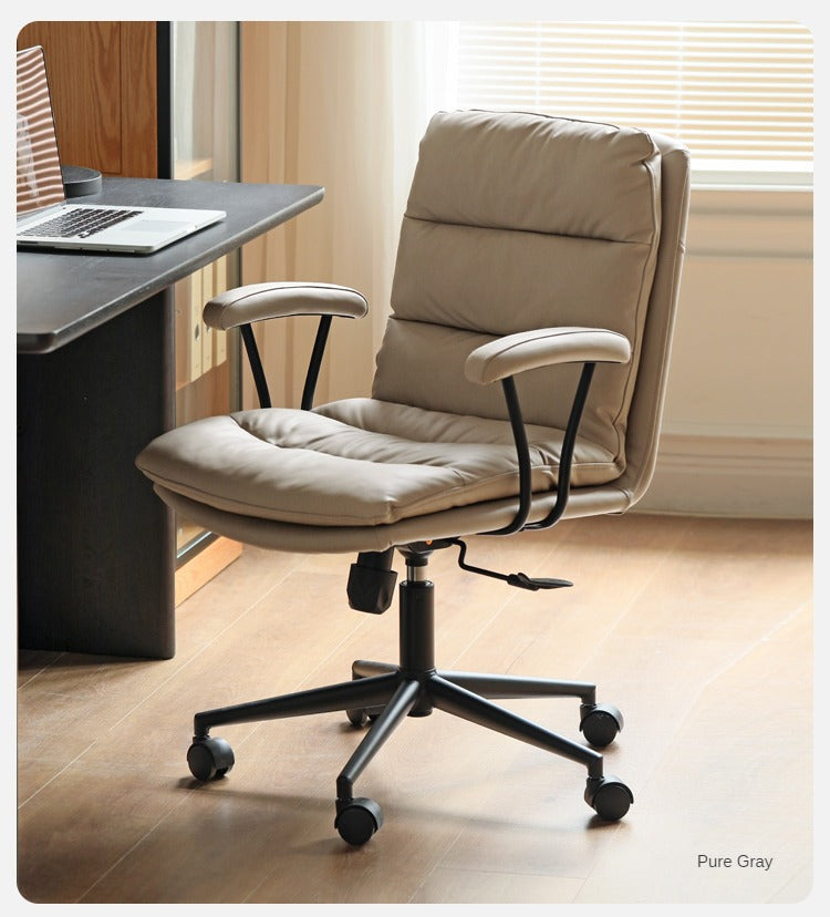 Premium Organic Leather Ergonomic Office Chair with Adjustable Height - Perfect for Home & Workspace Comfort