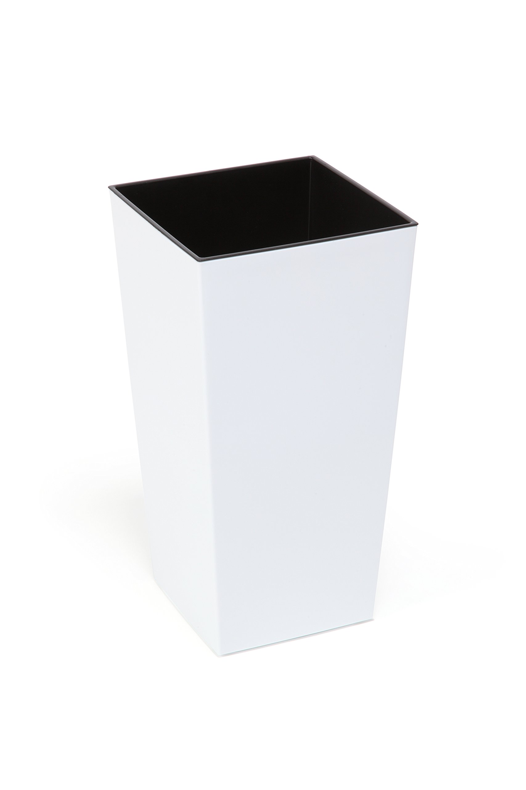 Kasamodern White Glossy Tall Square Planter with Insert - Modern Indoor & Outdoor Flower Pot for Home, Office, and Garden Decor