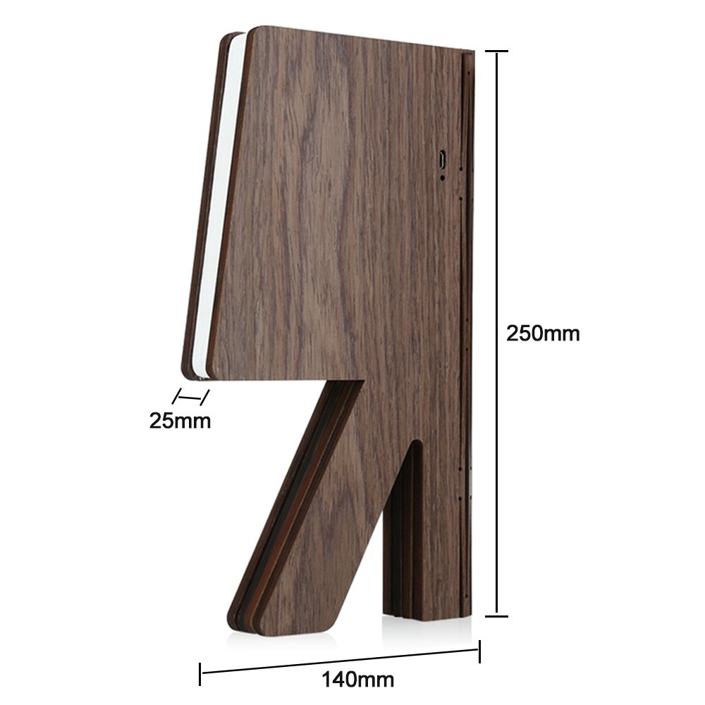 JIAN YA NA Wooden Book Lamp for Kids - Folding LED Night Light, R Shape Book Light, USB Rechargeable Desk & Wall Magnetic Lamp - Perfect for Bedtime Reading, Study, and Nursery Decor